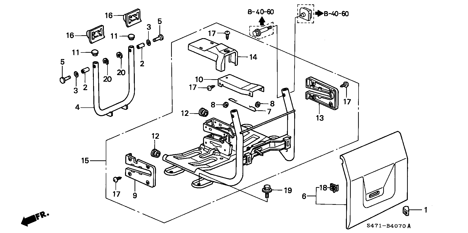 MIDDLE SEAT SHORT PARTS (  ROTARY SEAT )(L.)