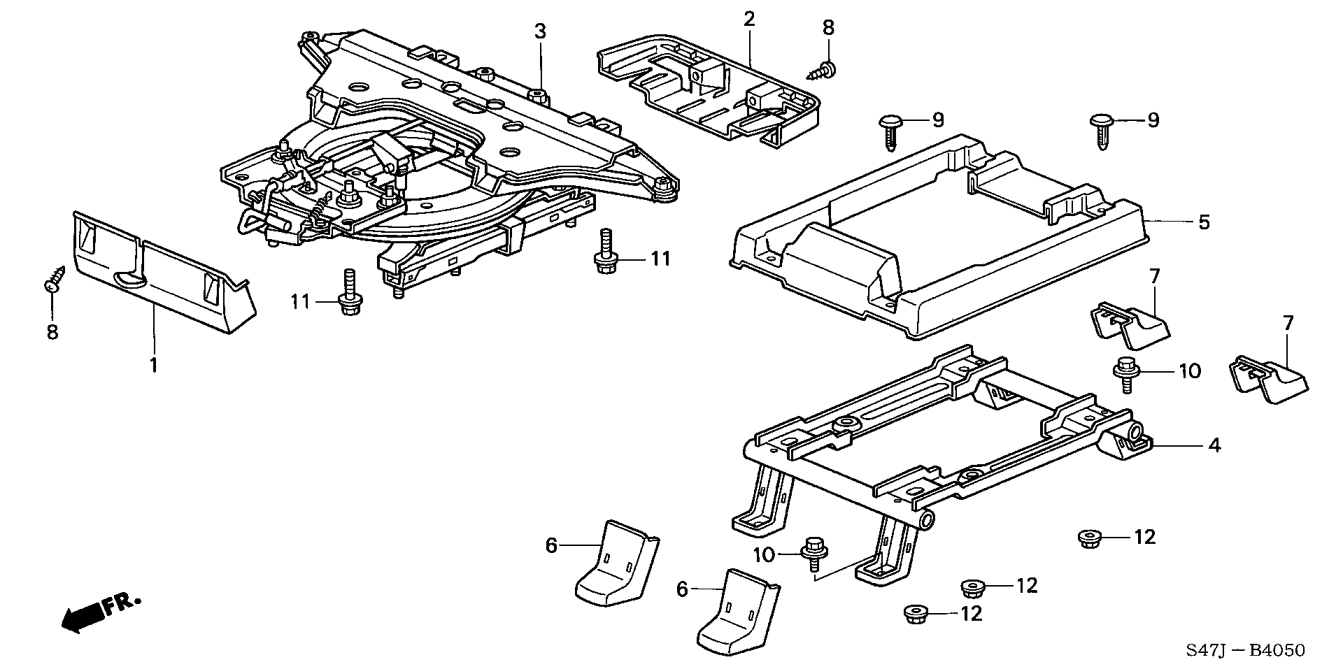 MIDDLE SEAT SHORT PARTS (  ROTARY SEAT )(R.)