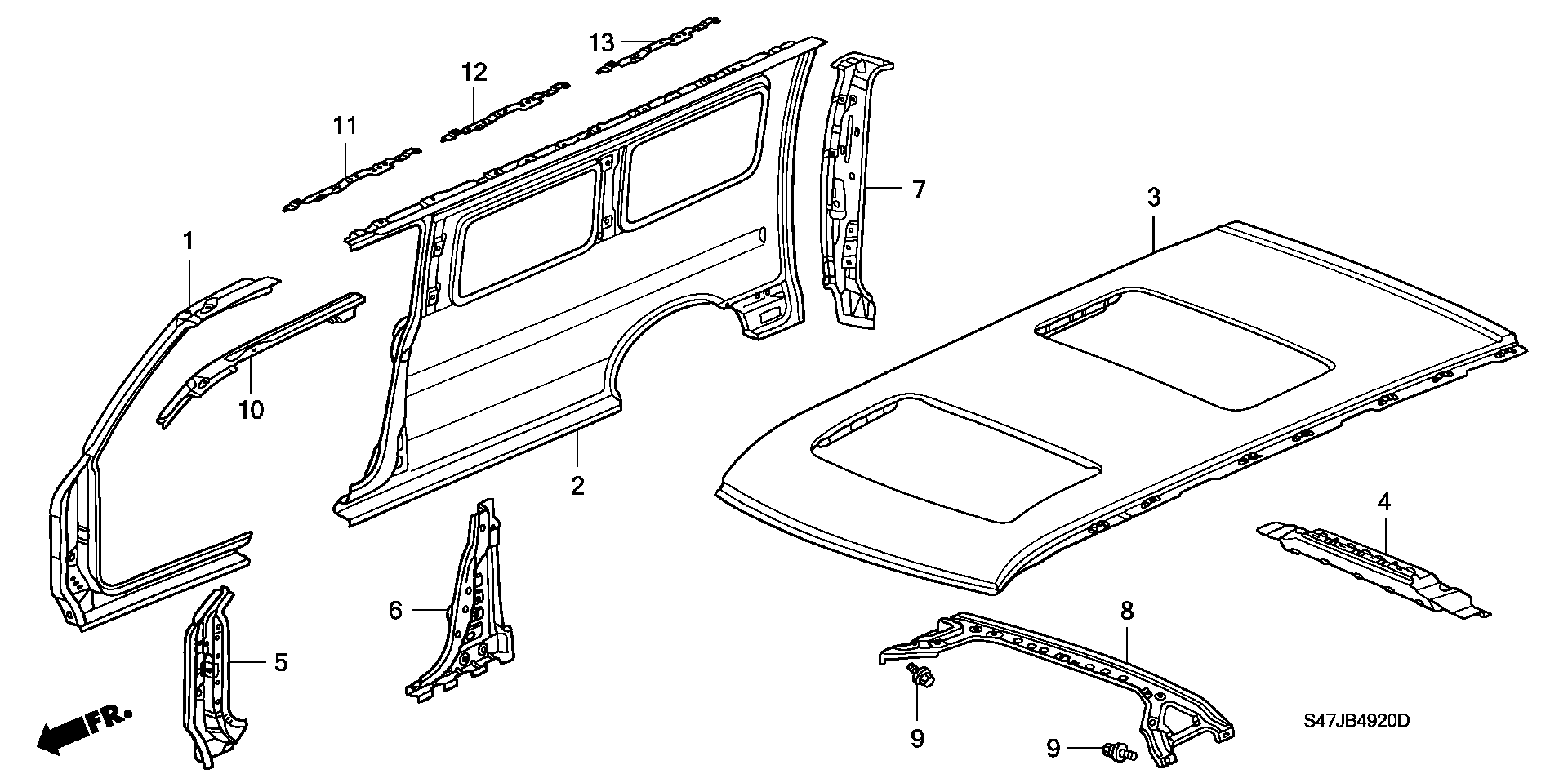 OUTER PANEL(R.)/ ROOF PANEL