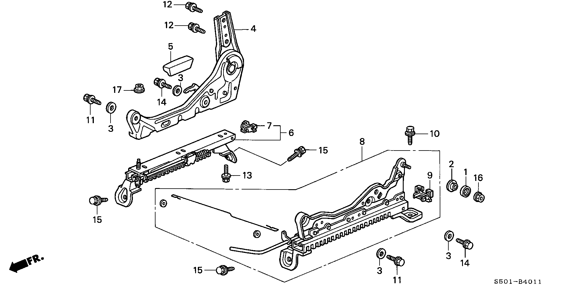 FRONT SEAT SHORT PARTS (  DRIVER`S SEAT SIDE  MANUAL HEIGHT)