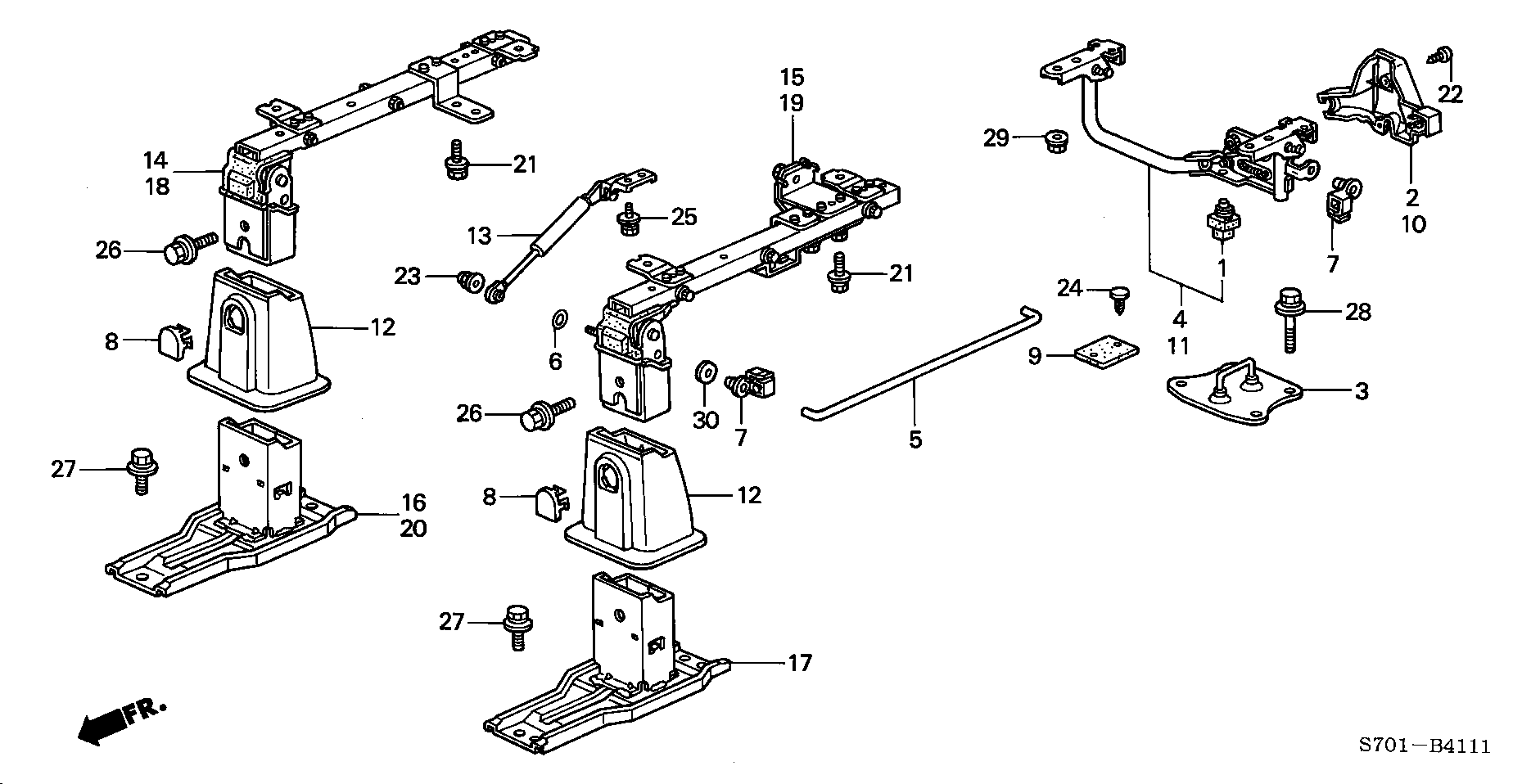 REAR SEAT SHORT PARTS ( 5 NUMBER OF SEATS )