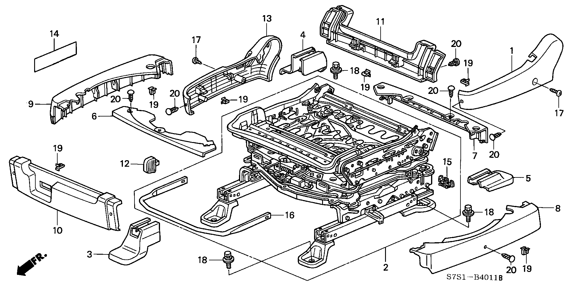 FRONT SEAT SHORT PARTS   (R.) (  ROTARY SEAT )