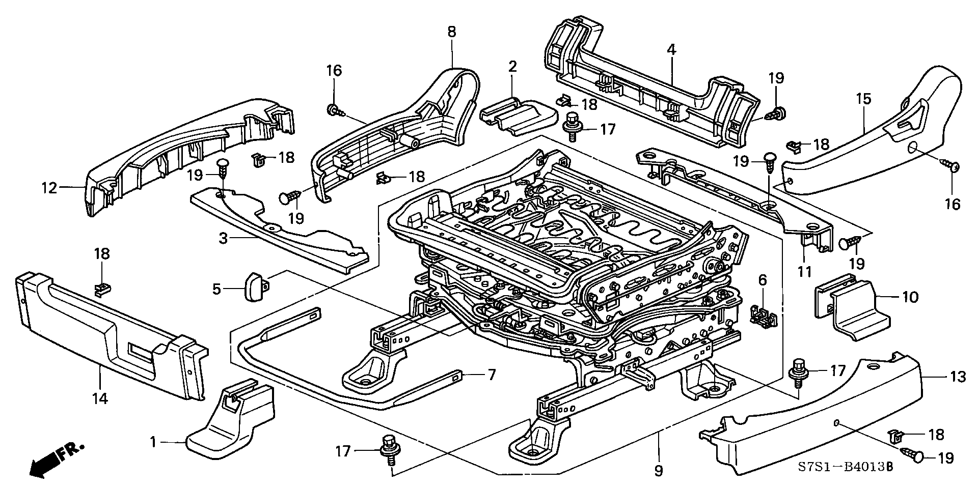 FRONT SEAT SHORT PARTS   (L.) (  ROTARY SEAT )