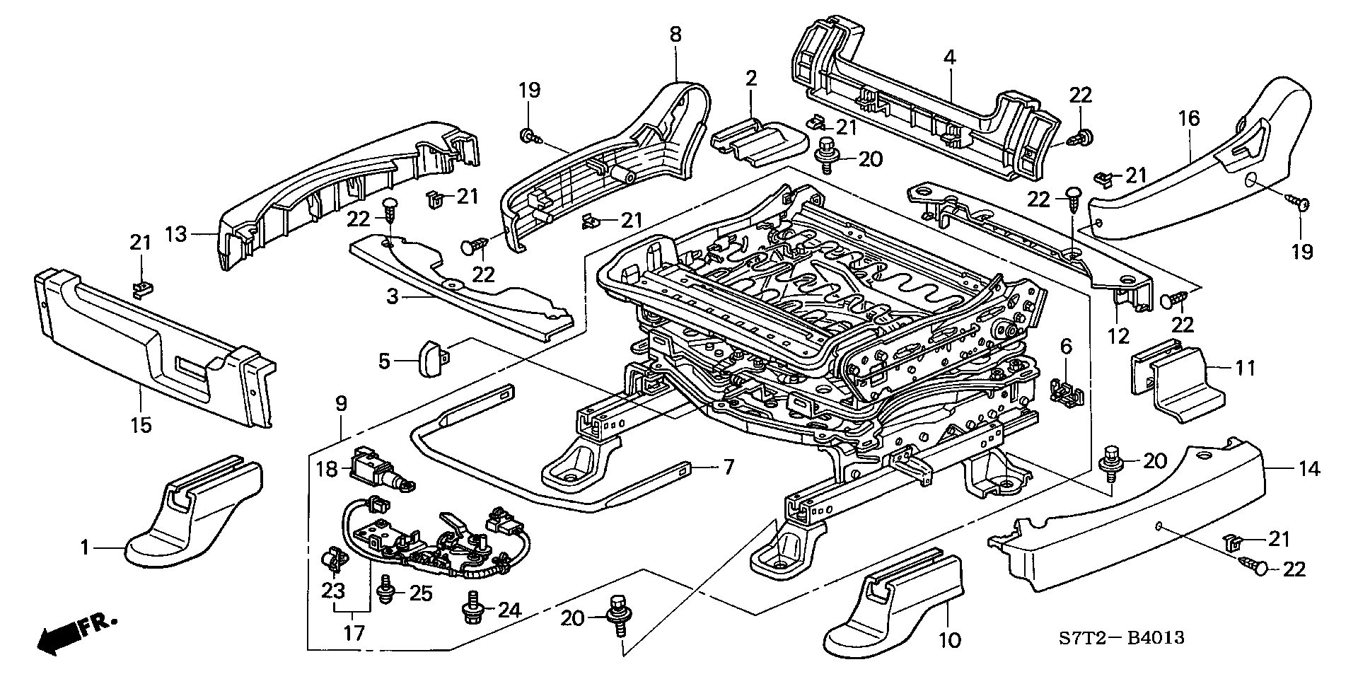 FRONT SEAT SHORT PARTS   (L.) (  ROTARY SEAT )
