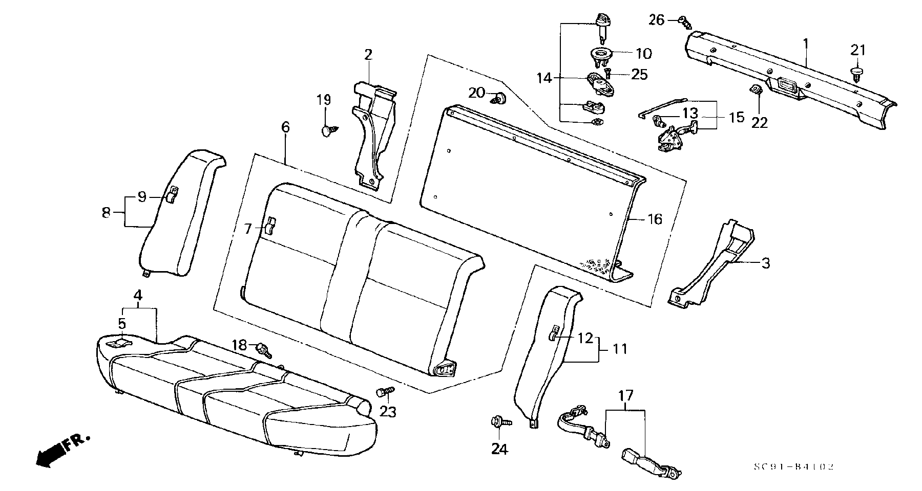 REAR SEAT/ SEAT BELT ( TRUNKS ROO:1200001-)