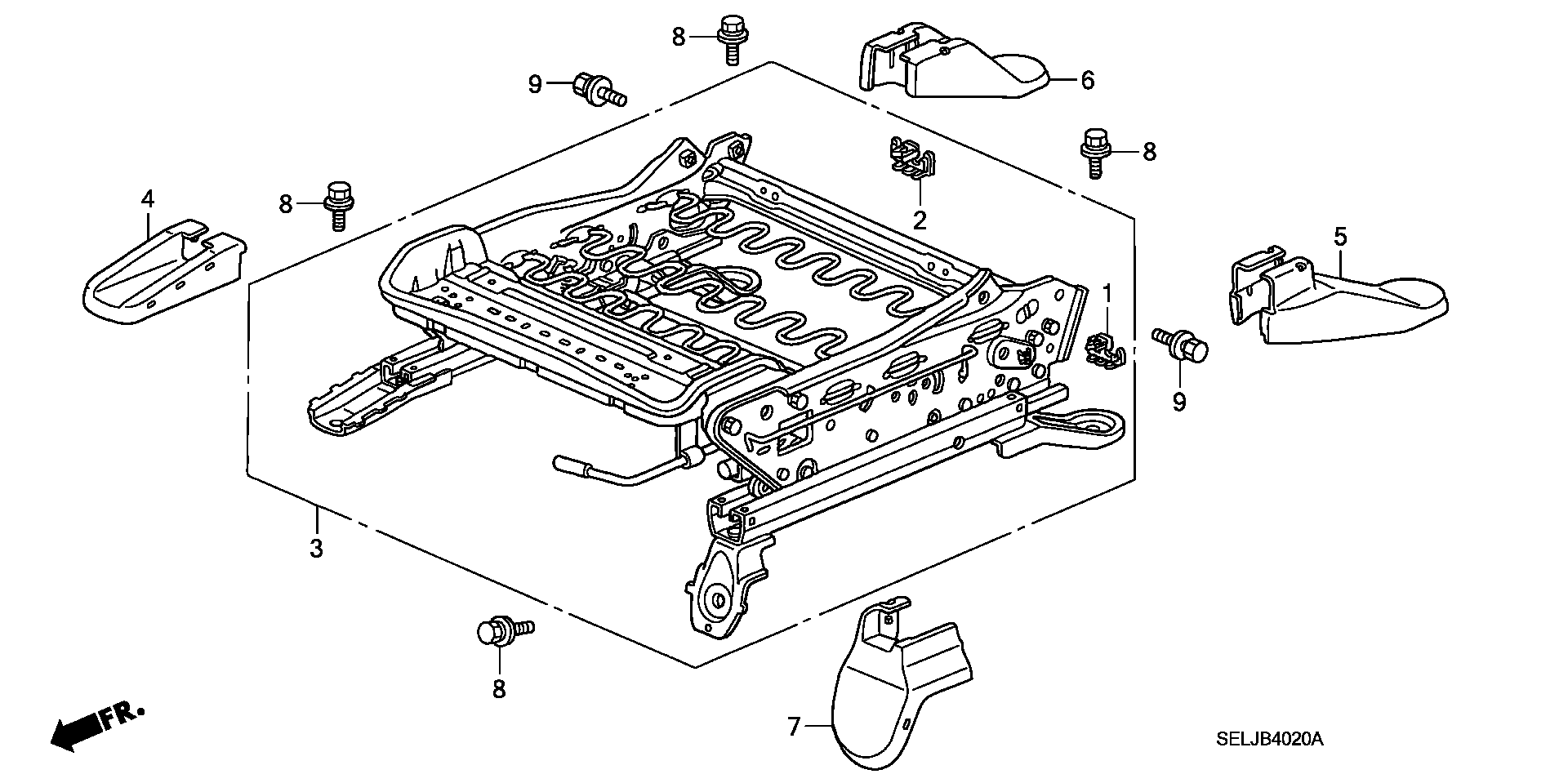 FRONT SEAT SHORT PARTS (  PASSENGER'S SEAT SIDE )