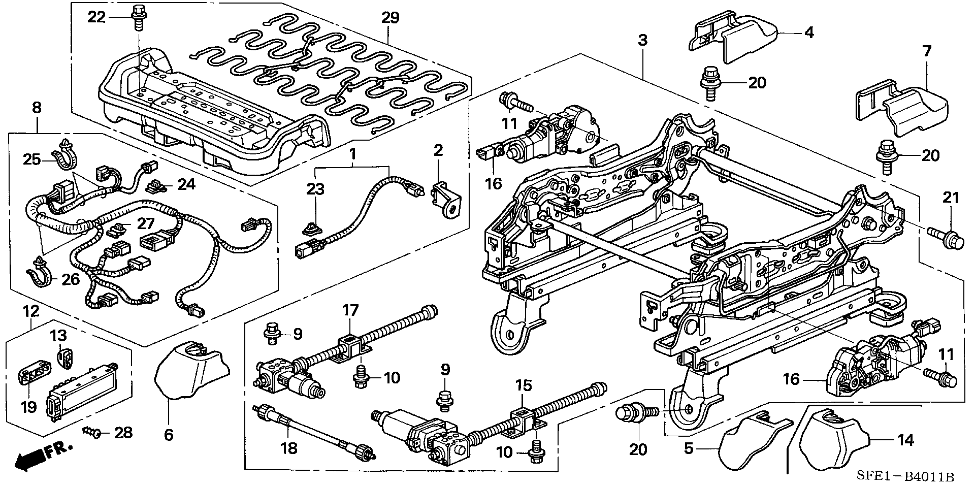 FRONT SEAT SHORT PARTS   (R.) ( FULL POWER SEAT)