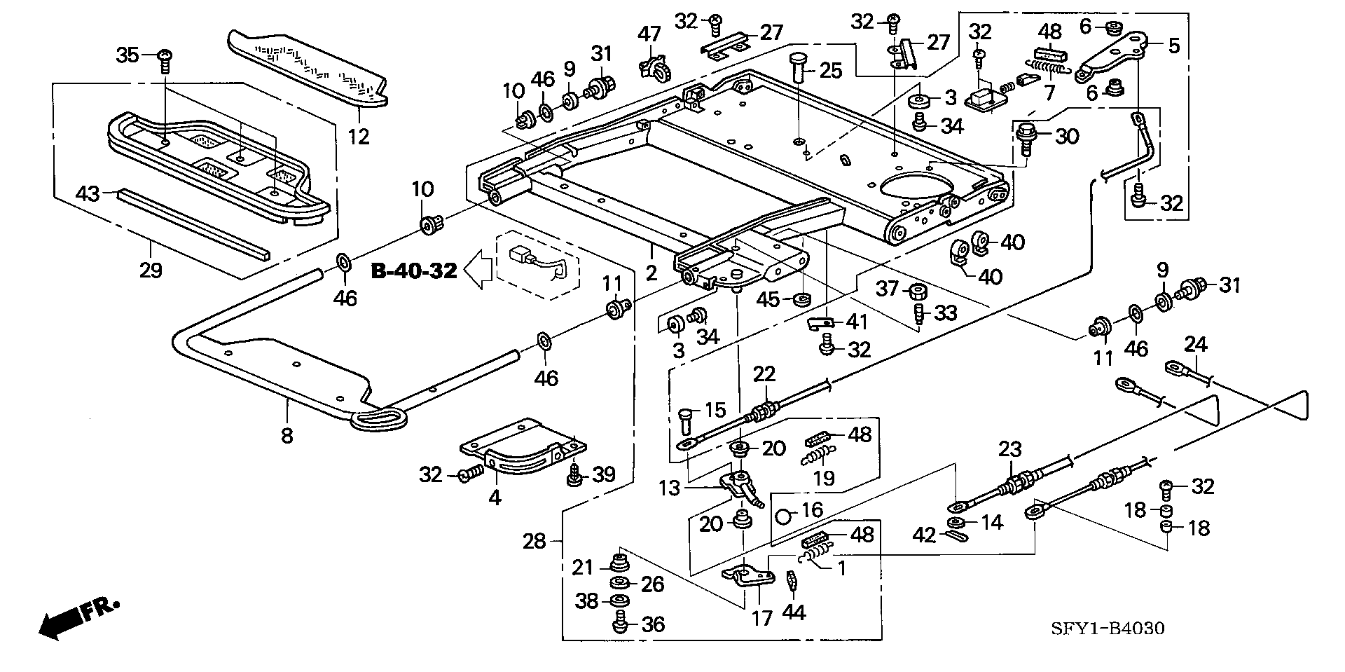 FRONT SEAT SHORT PARTS (  A ROTATING PASSENGER'S SEAT TYPE) ( UPPER)