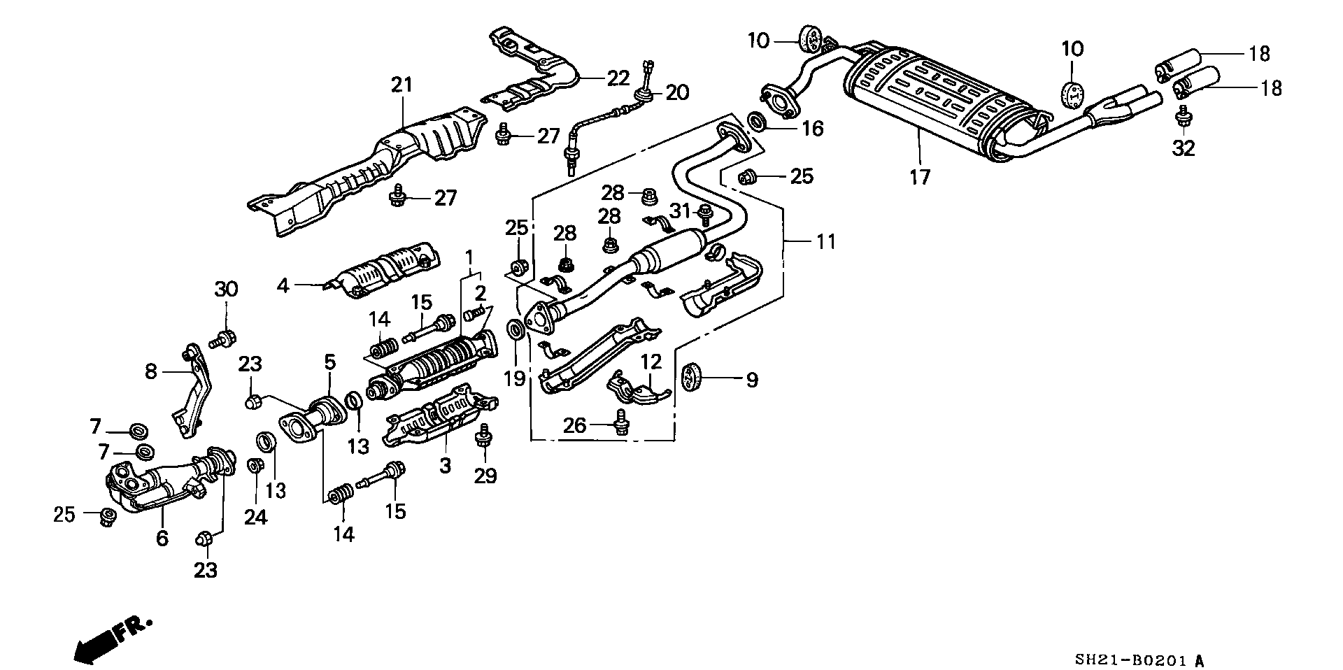 EXHAUST PIPE/ SILENCER (DOHC VTEC)