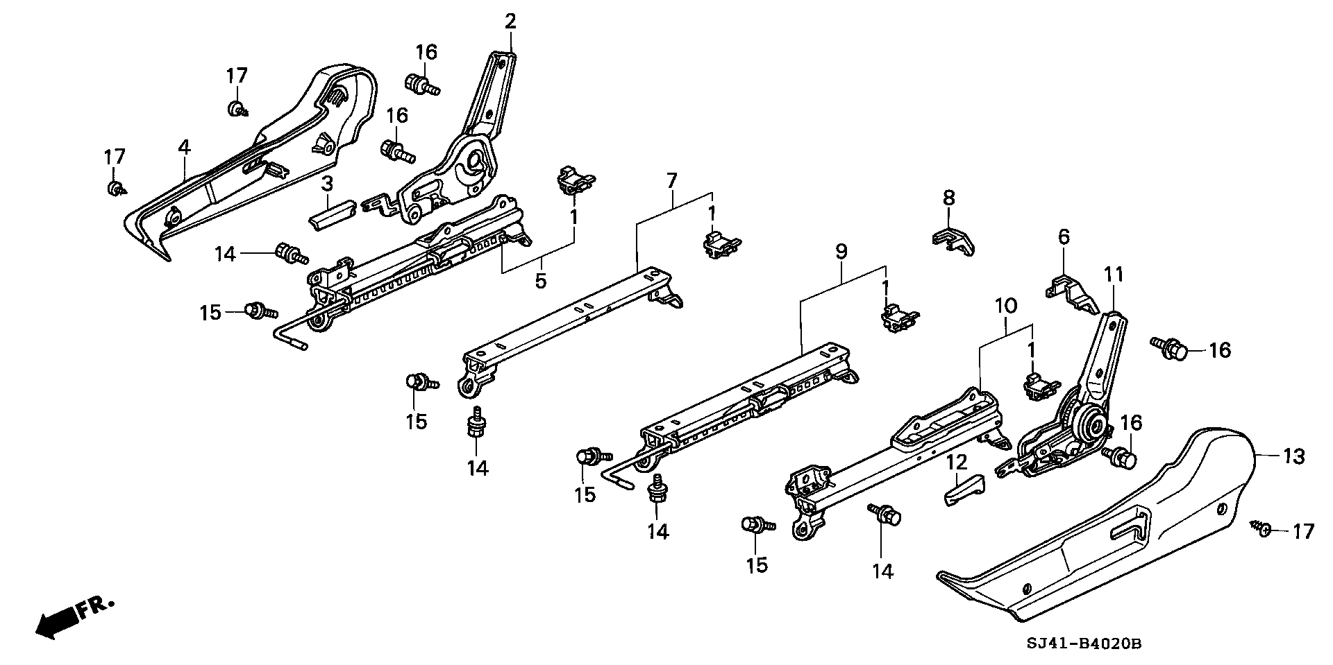 FRONT SEAT SHORT PARTS (  MANUALLY OPERATED )