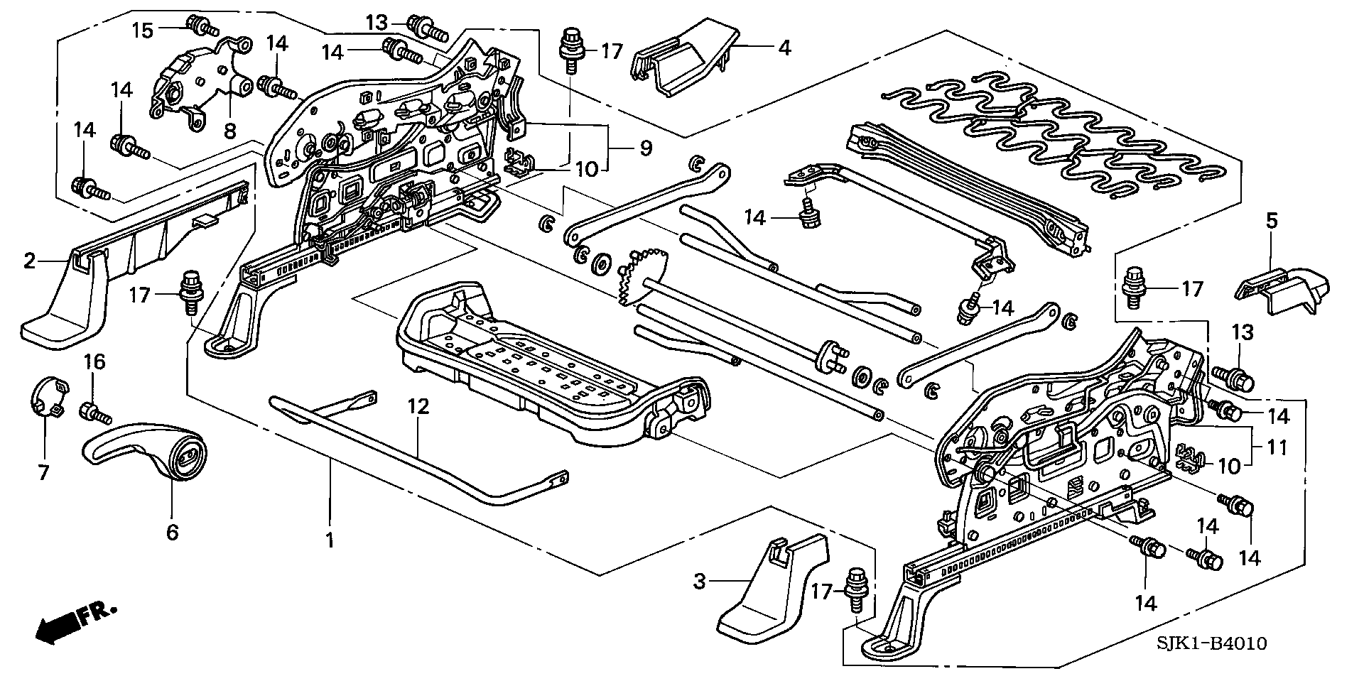 FRONT SEAT SHORT PARTS   (R.) ( MANUAL HEIGHT)