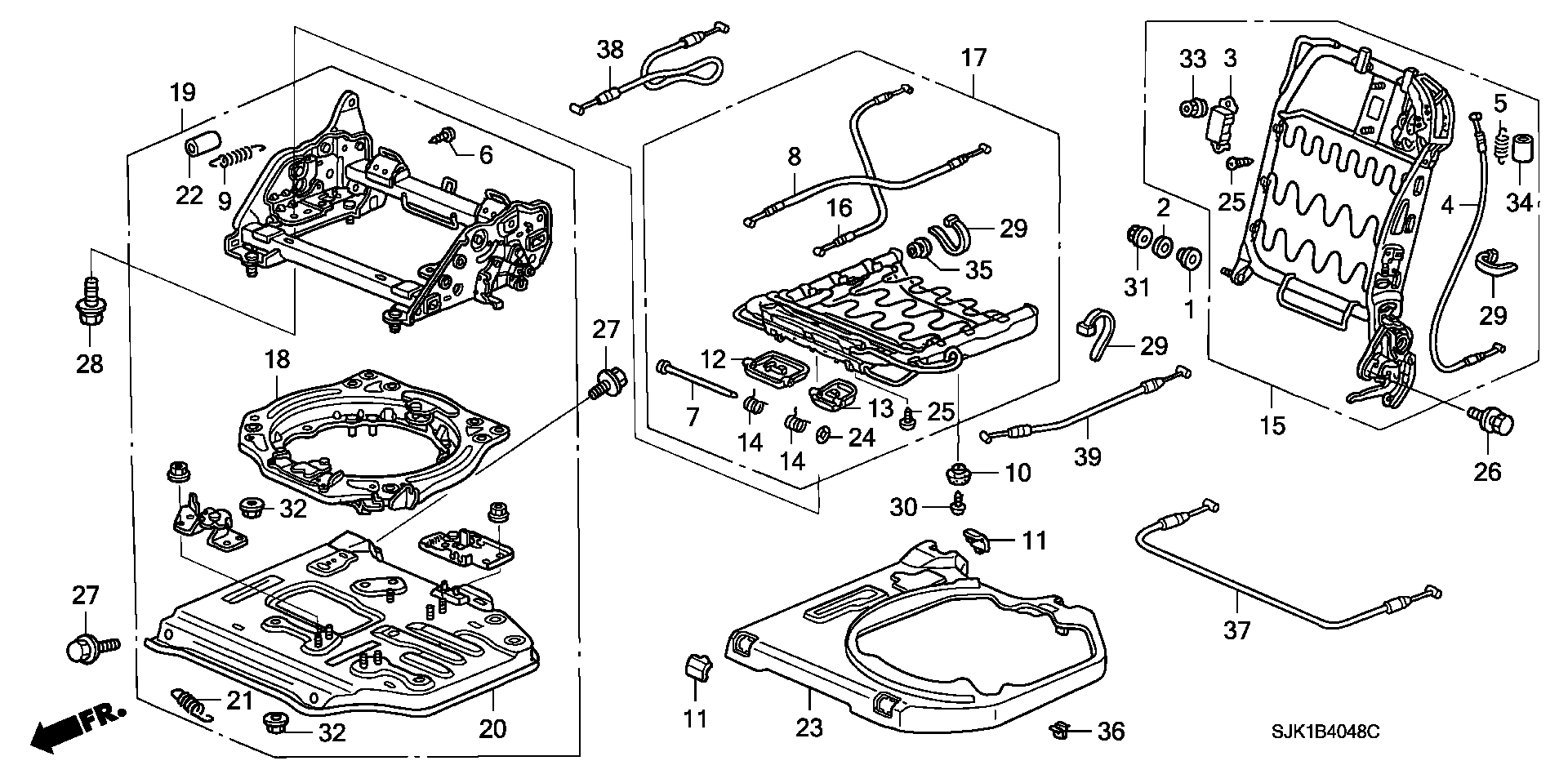 MIDDLE SEAT SHORT PARTS   (L.) (  ROTARY SEAT )