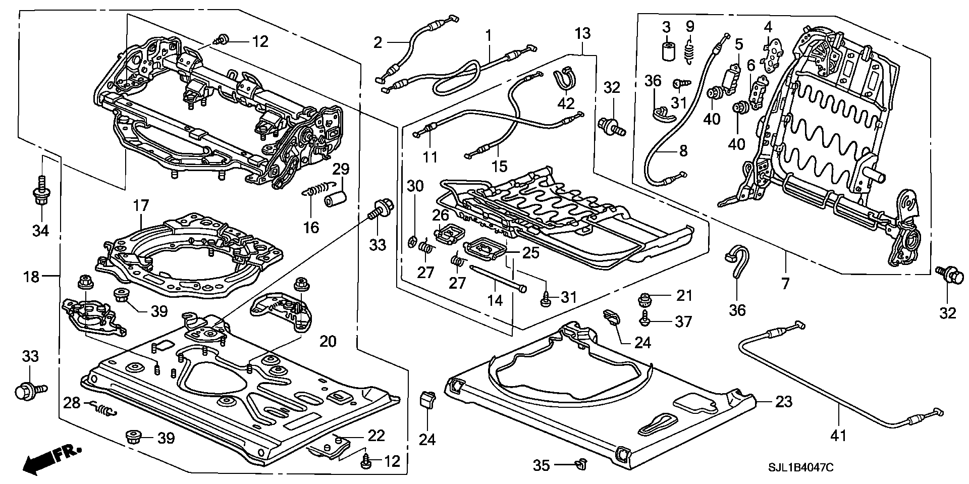 MIDDLE SEAT SHORT PARTS   (R.) (  ROTARY SEAT )