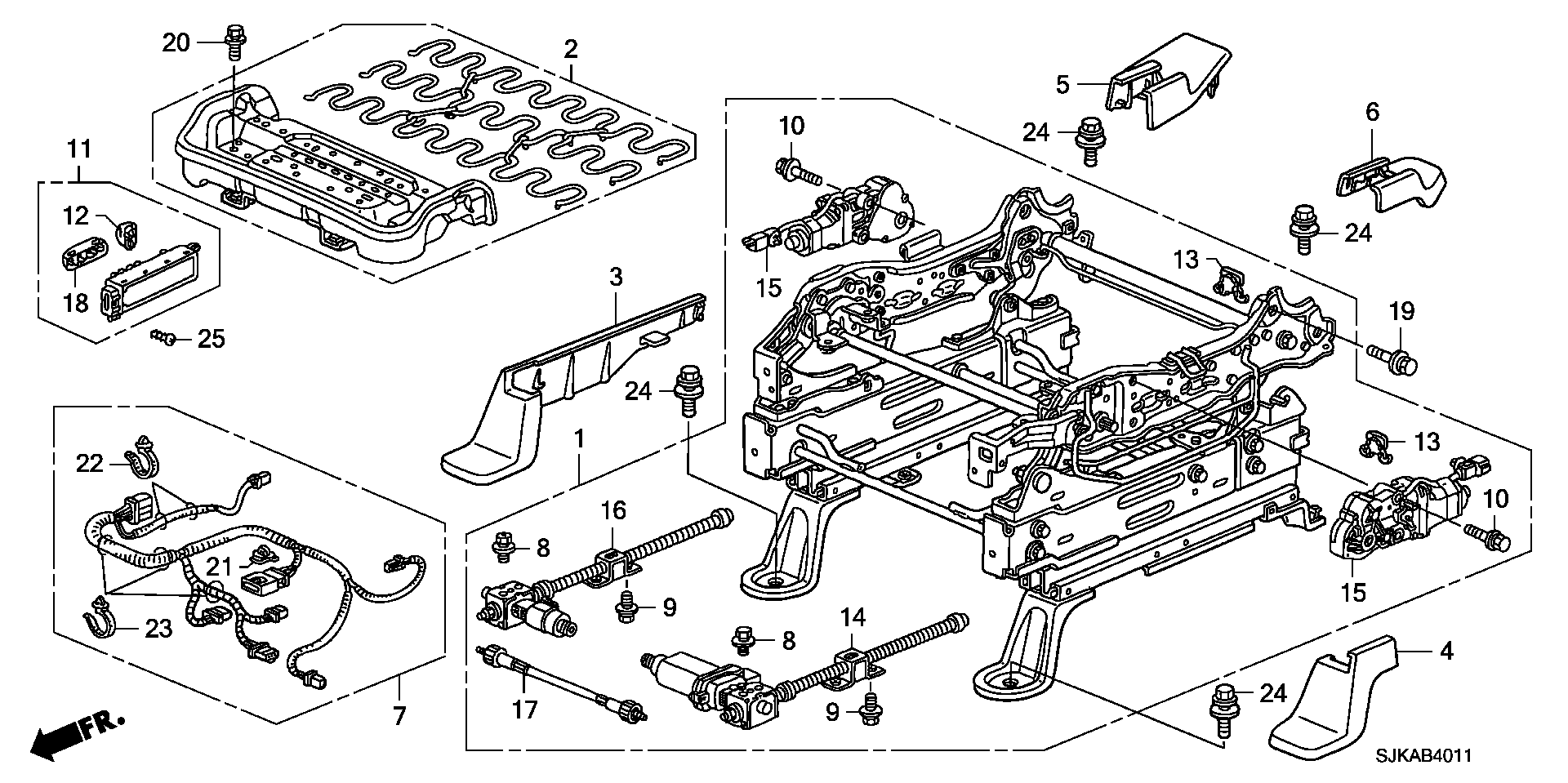 FRONT SEAT SHORT PARTS  (R.) ( FULL POWER SEAT)