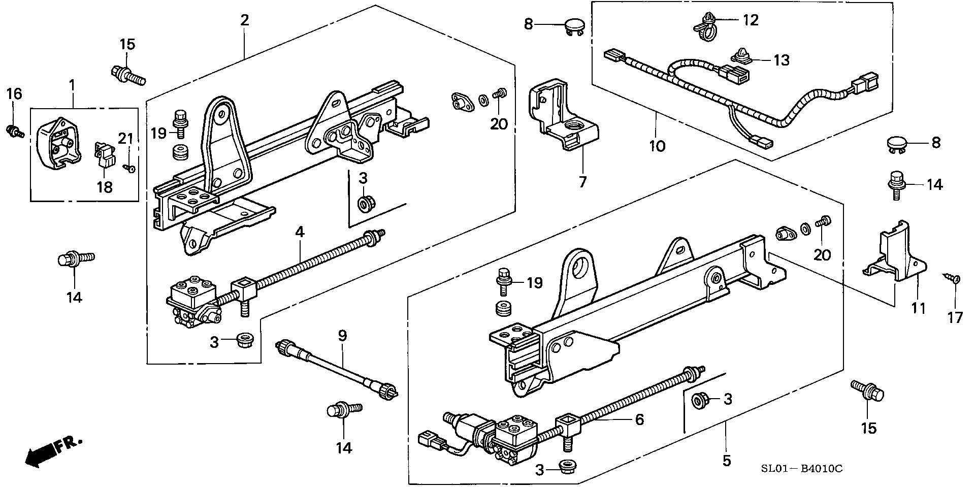 SEAT  COMPONENT PARTS (  DRIVER`S SEAT SIDE ) (NSX-R,NSX-S)