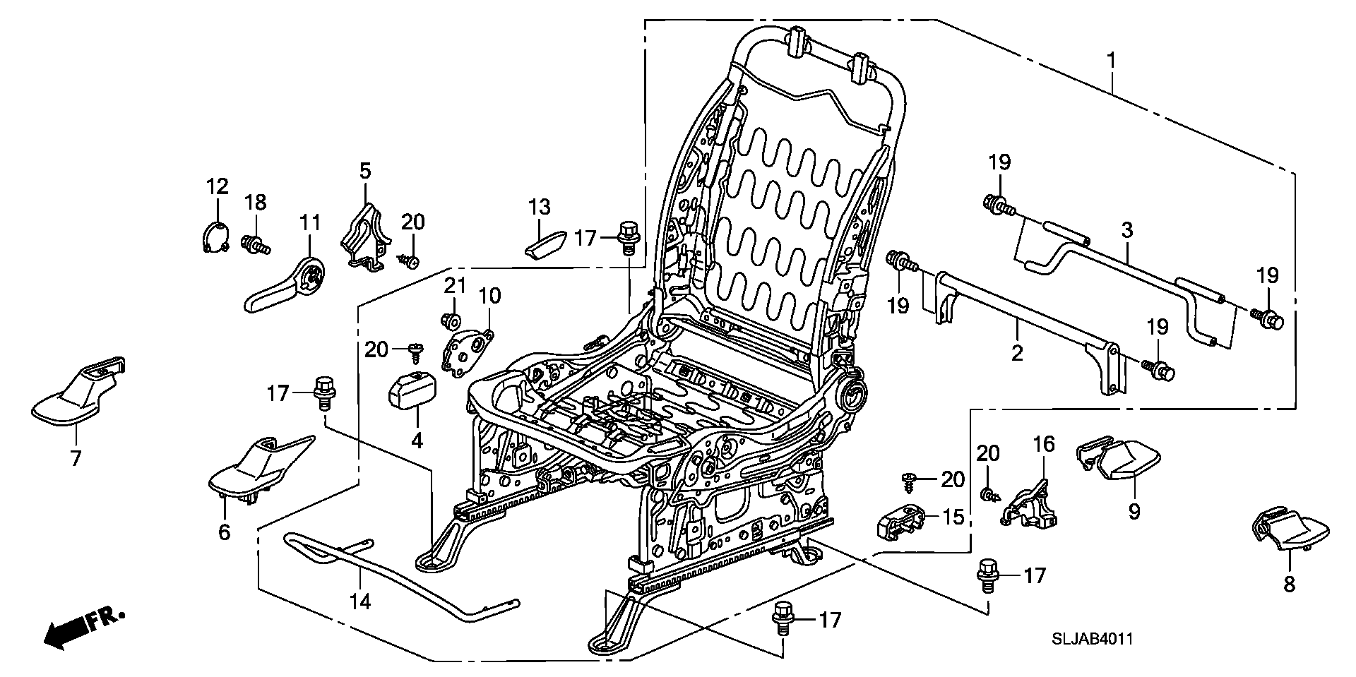 FRONT SEAT SHORT PARTS   (R.) ( MANUAL HEIGHT)