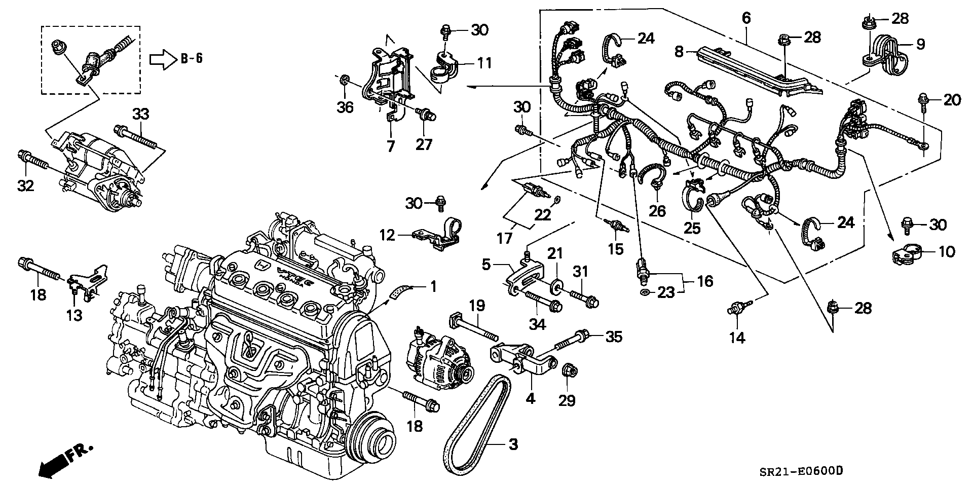 ENGINE WIRE HARNESS/ A.C.G. BRACKET(SOHC VTEC)