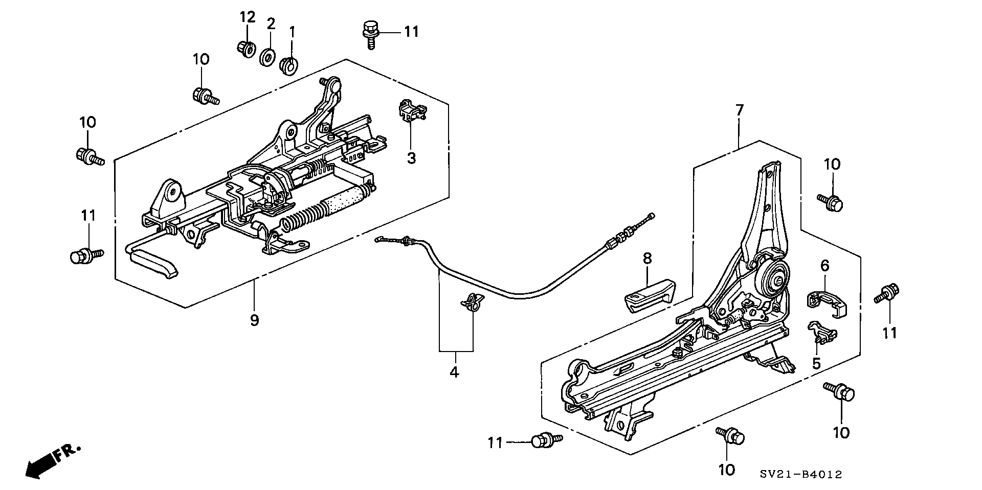 FRONT SEAT SHORT PARTS (  PASSENGER'S SEAT SIDE ) (  RIGHT  HANDLE)