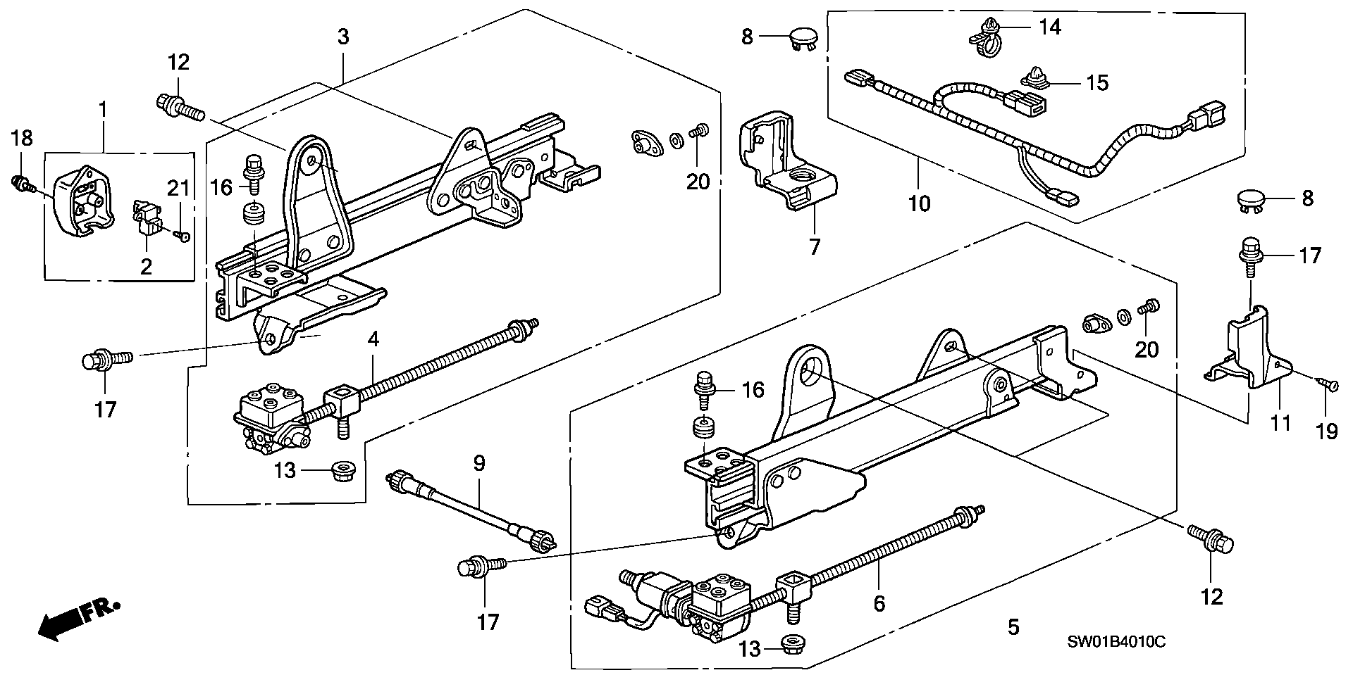 SEAT  COMPONENT PARTS (  DRIVER`S SEAT SIDE ) (NSX-S,NSX-R)