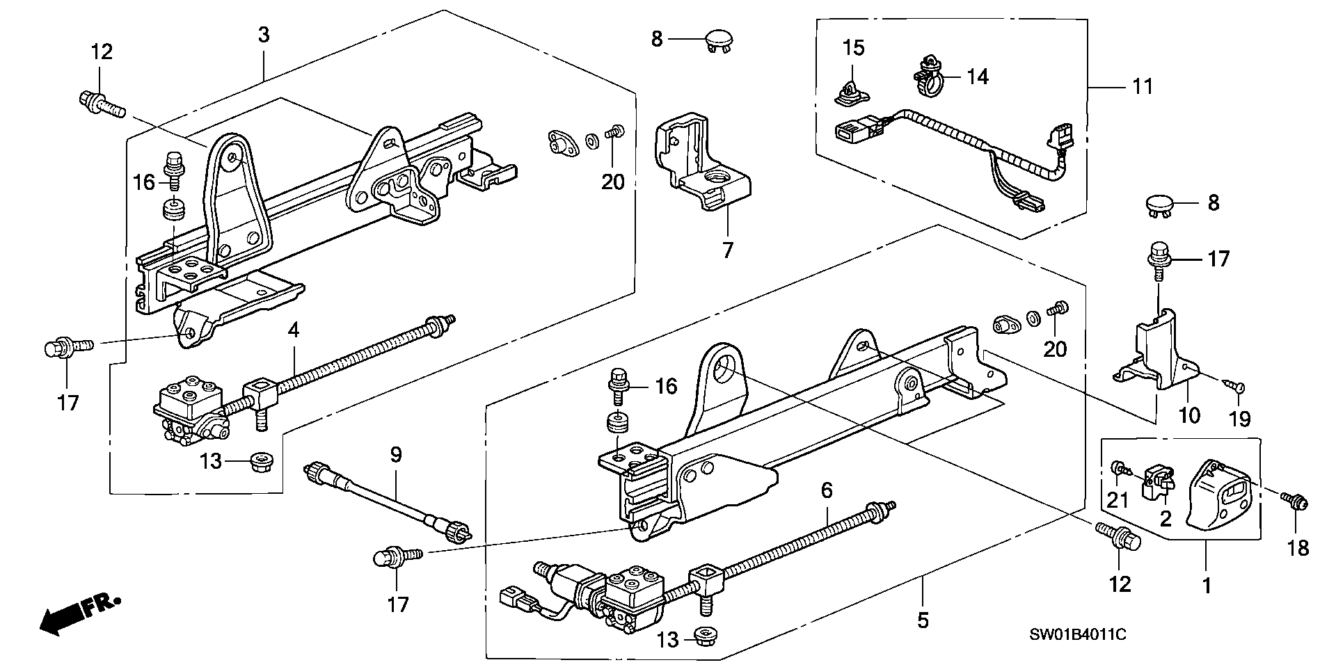 SEAT  COMPONENT PARTS (  PASSENGER'S SEAT SIDE ) (NSX-S,NSX-R)