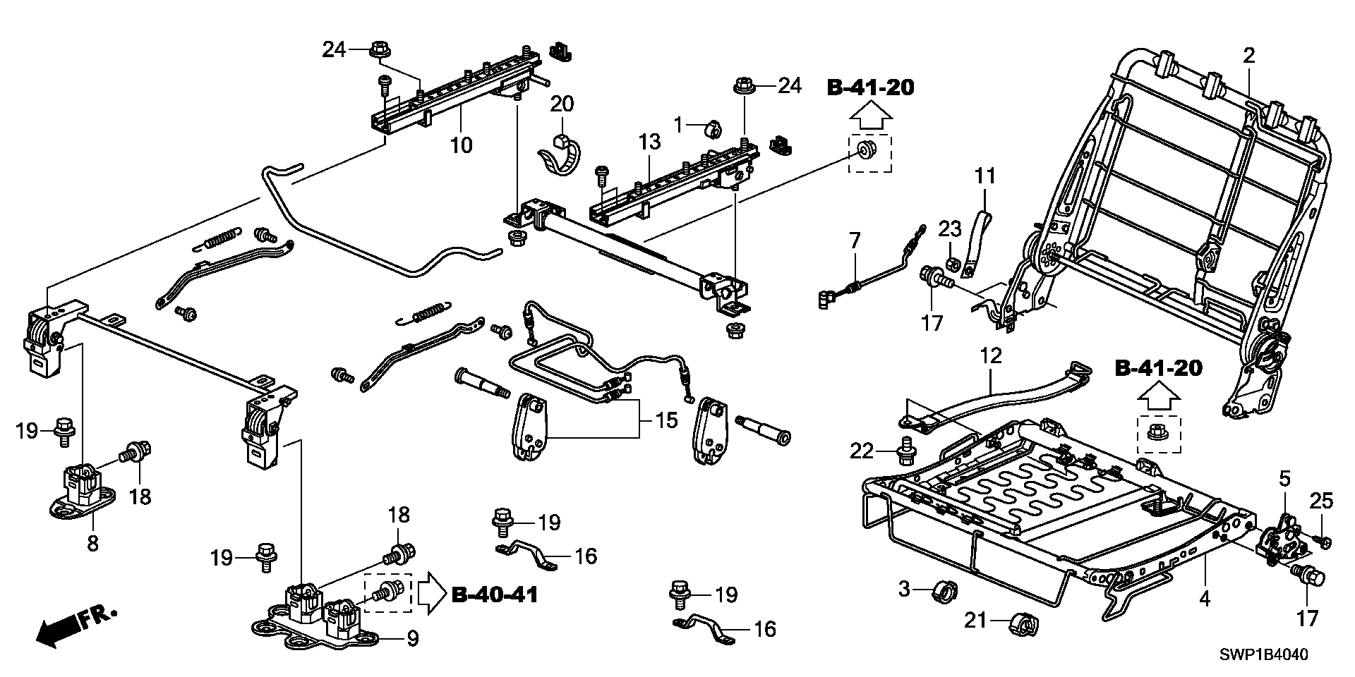 MIDDLE SEAT SHORT PARTS  (R.) ( BENCH SEAT)