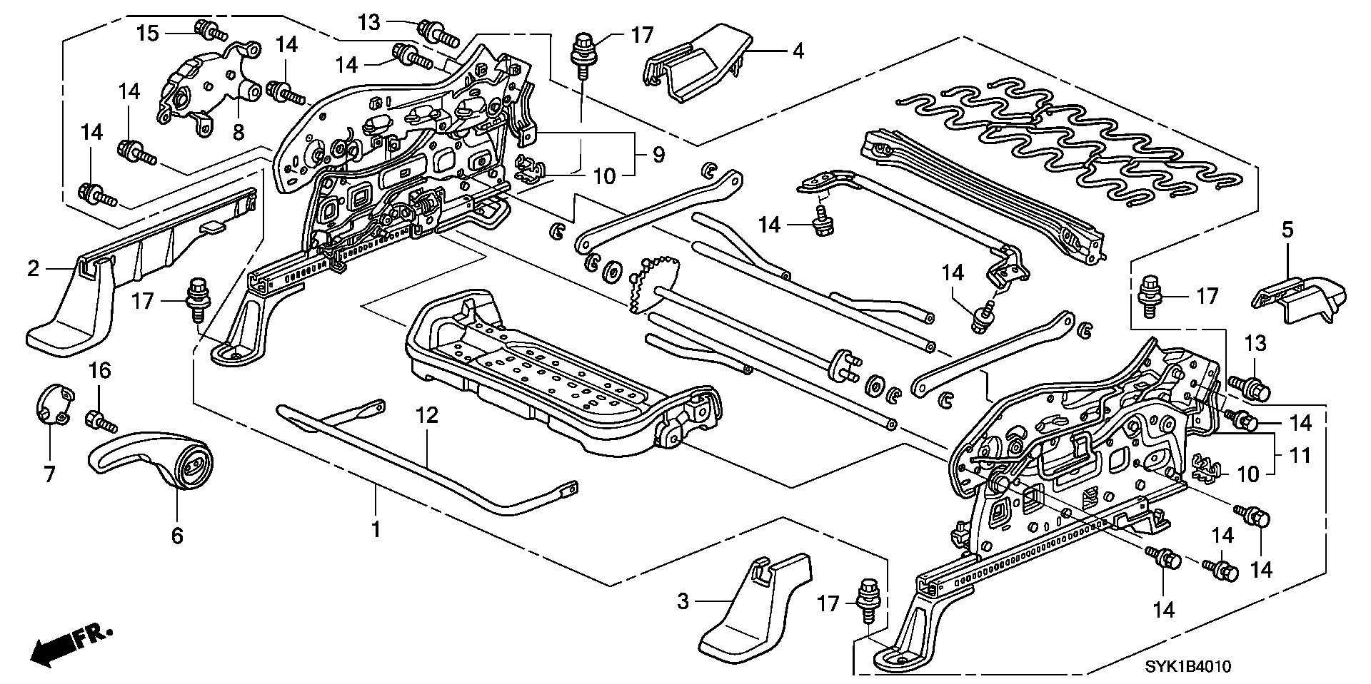 FRONT SEAT SHORT PARTS  (R.) ( MANUAL HEIGHT)