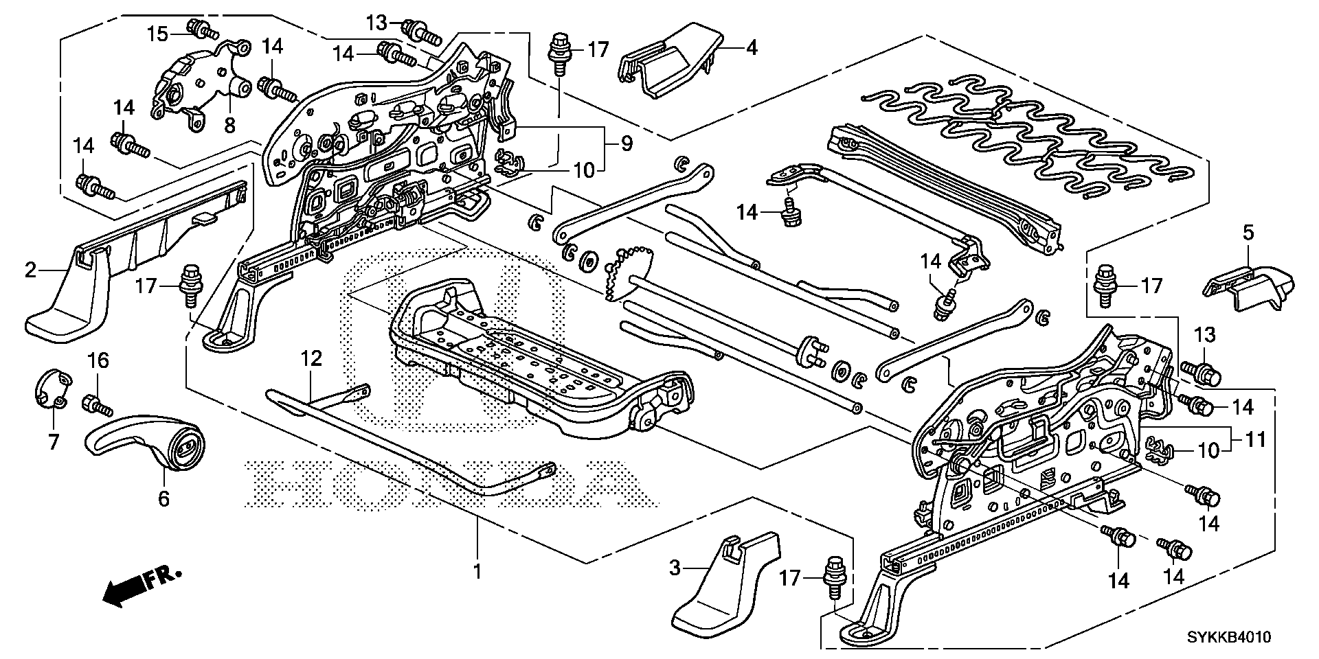 FRONT SEAT SHORT PARTS  (R.) ( MANUAL HEIGHT)