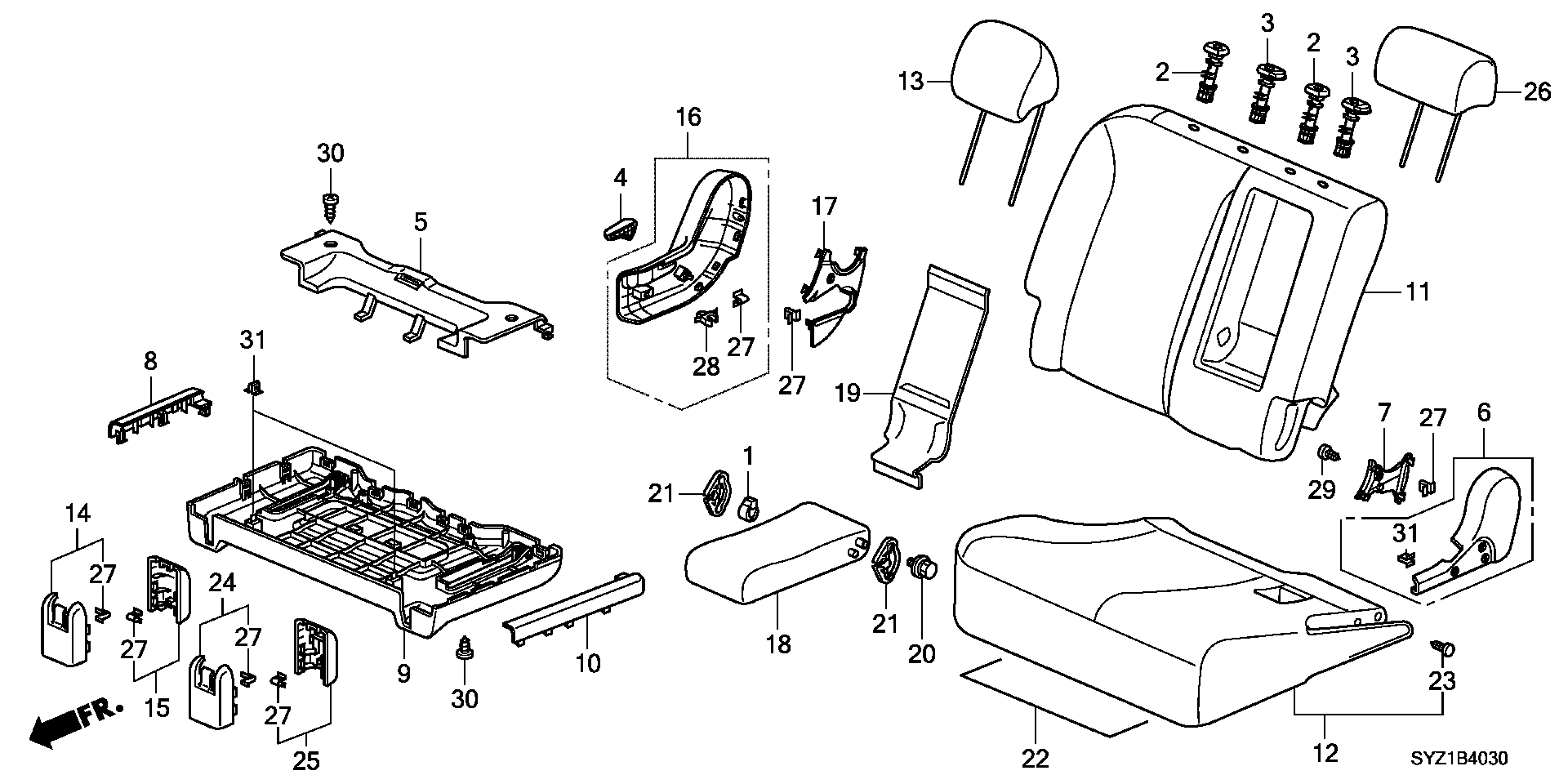 MIDDLE SEAT(R.)( BENCH SEAT)