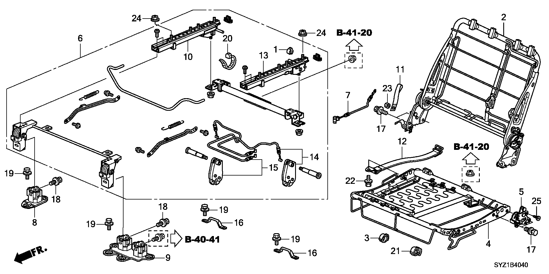 MIDDLE SEAT SHORT PARTS  (R.) ( BENCH SEAT)