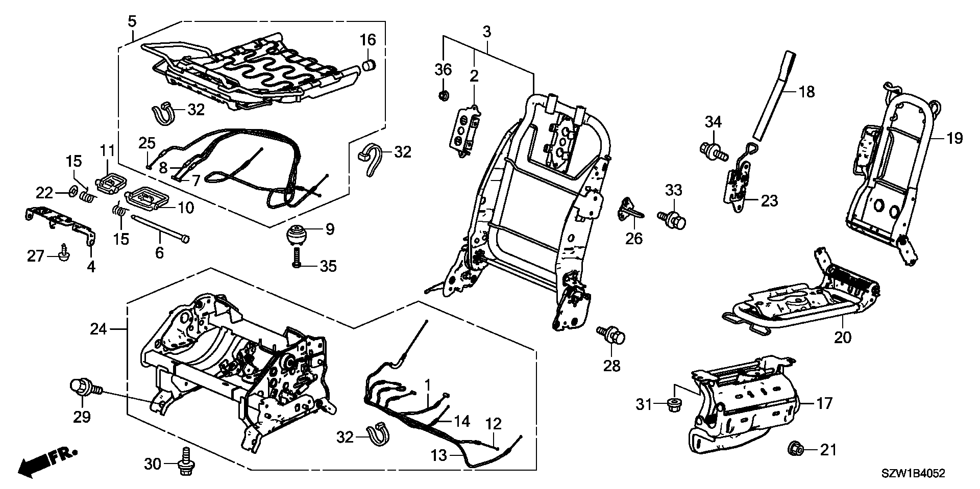 MIDDLE SEAT SHORT PARTS  (R.) ( TIP UP& SLIDING SEAT)