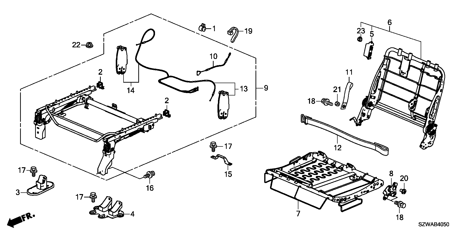 MIDDLE SEAT SHORT PARTS  (R.) ( TONGUEBRU SEAT)(120/520)