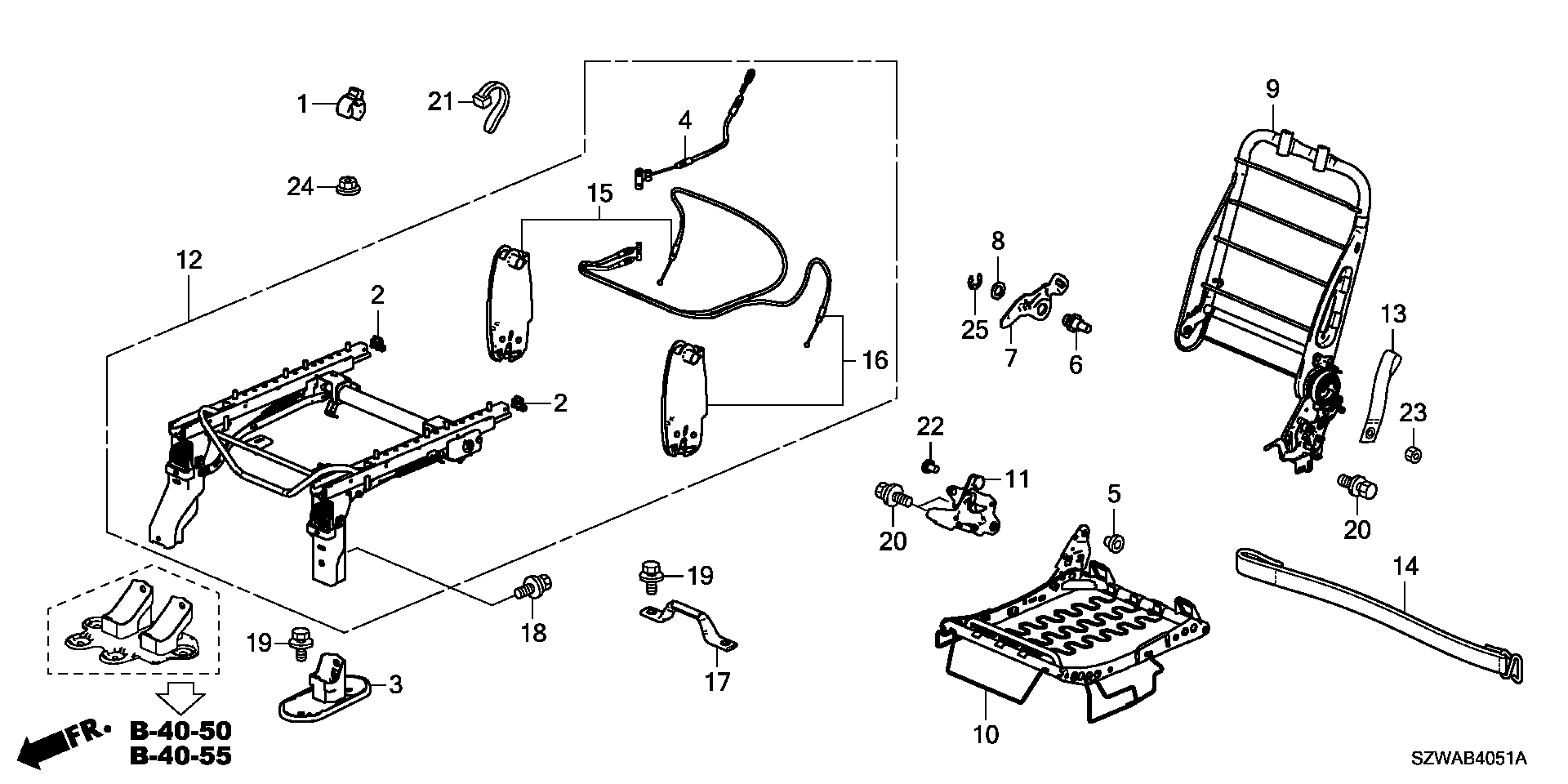 MIDDLE SEAT SHORT PARTS  (L.) ( TONGUEBRU SEAT)