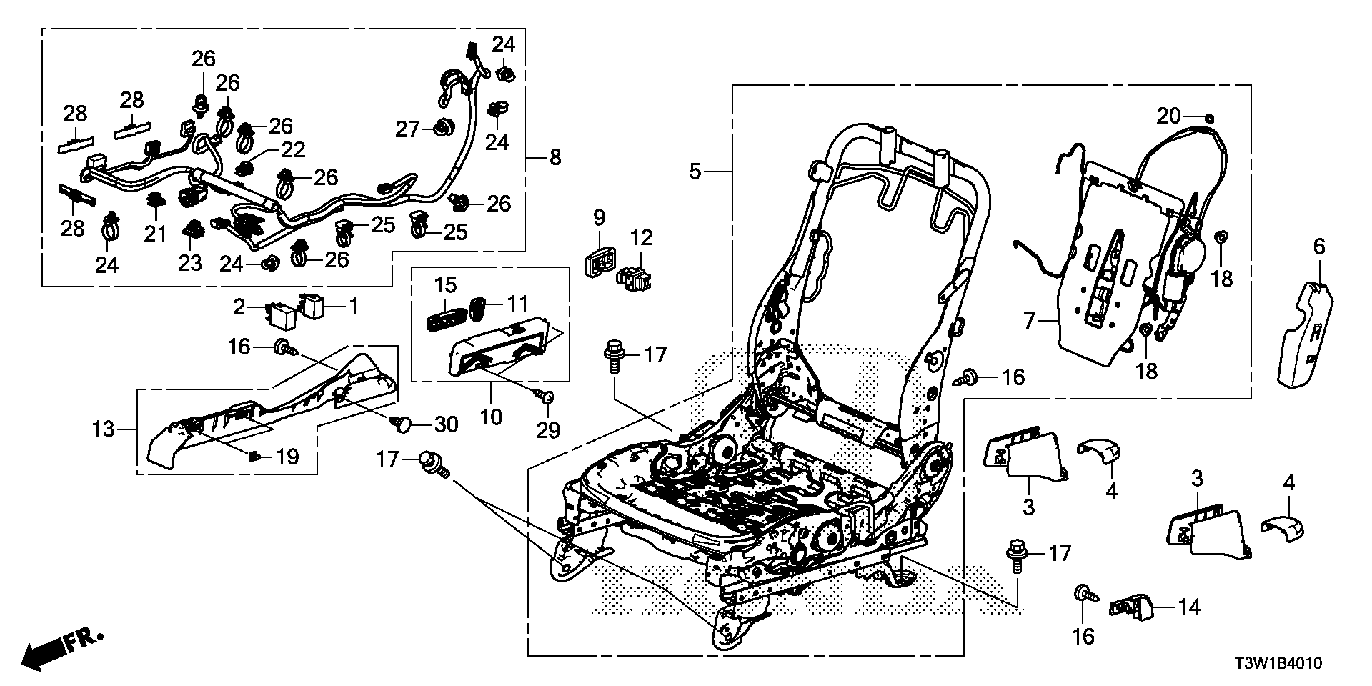 FRONT SEAT SHORT PARTS (  DRIVER`S SEAT SIDE )