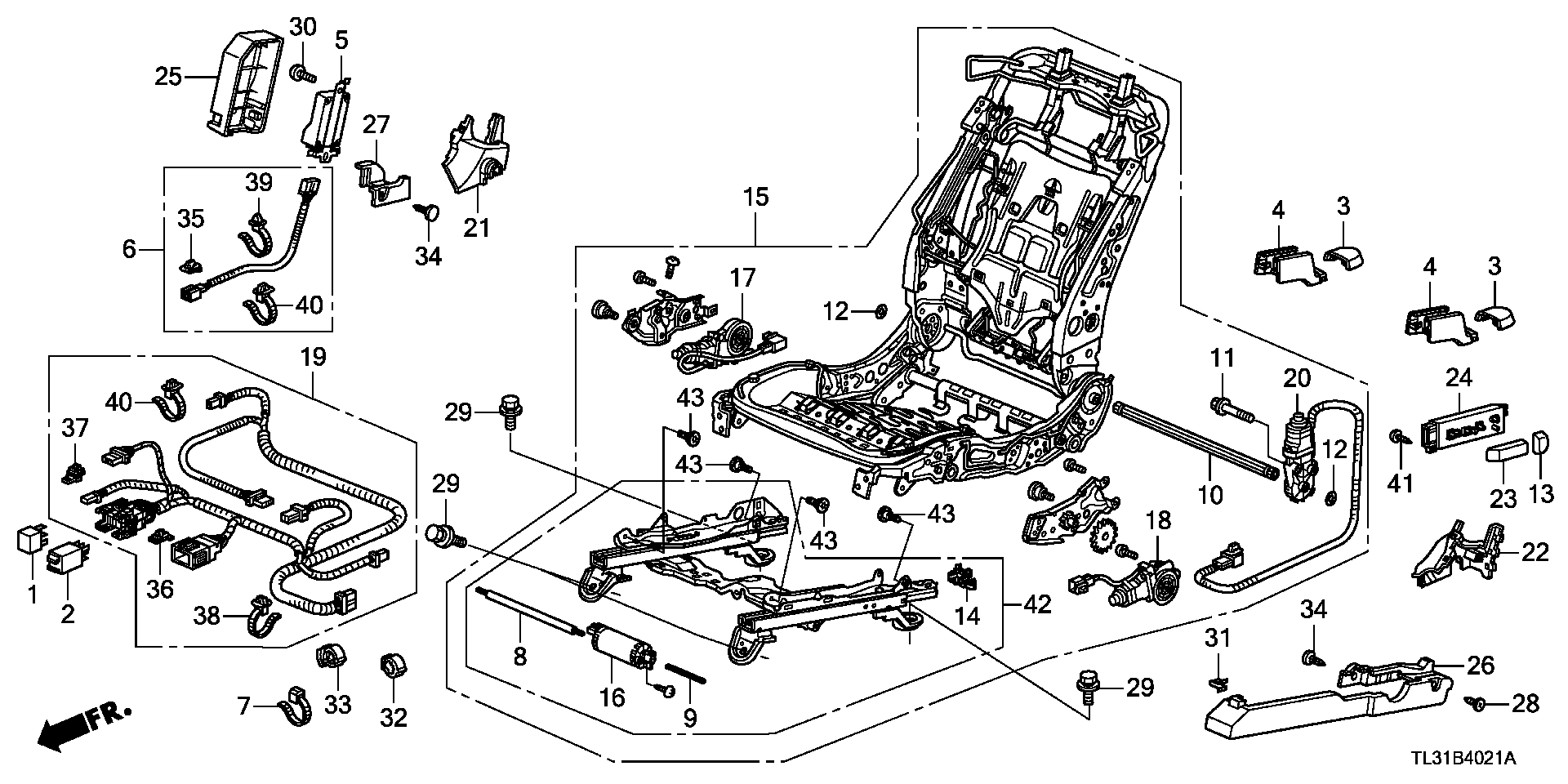FRONT SEAT SHORT PARTS  (L.) ( FULL POWER SEAT)