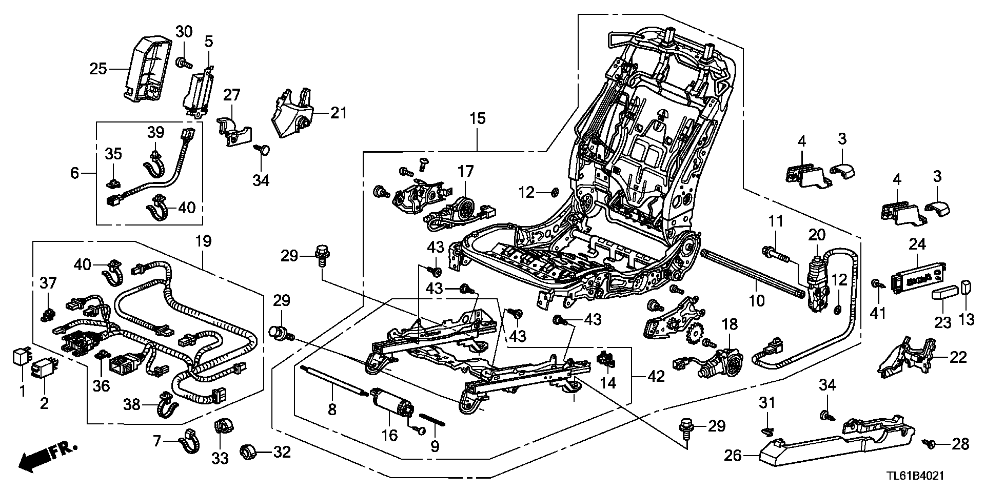 FRONT SEAT SHORT PARTS  (L.) ( FULL POWER SEAT)