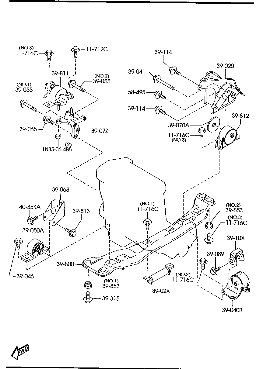 ENGINE &  TRANSMISSION  MOUNTING (1300CC)(MT)