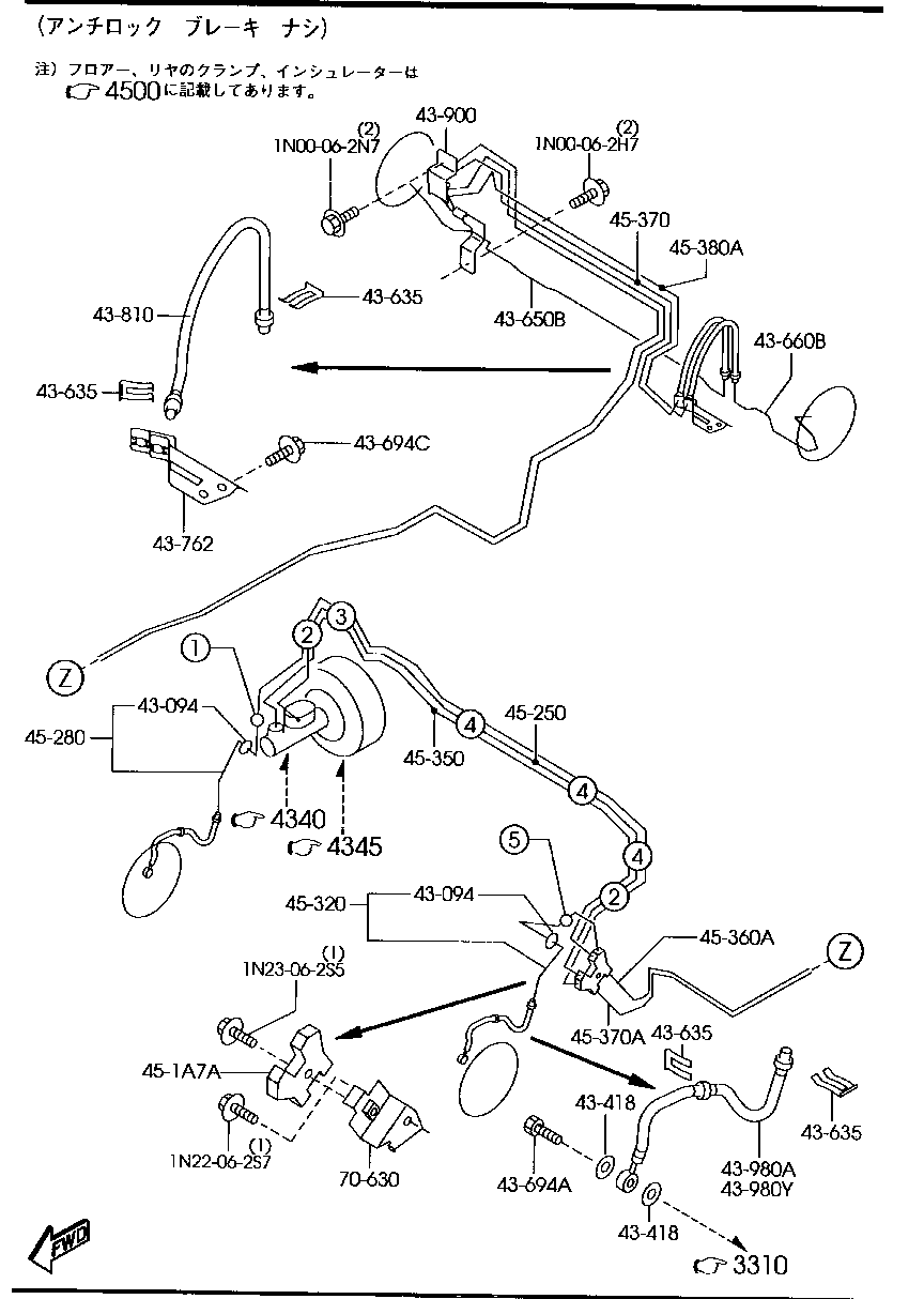 BRAKE  PIPING (2WD) ( ANTILOCK  BRAKE  NOT EQUIPPED)