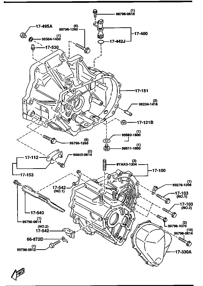 MANUAL  TRANSMISSION  CASE ( GASOLINE)(1500CC)