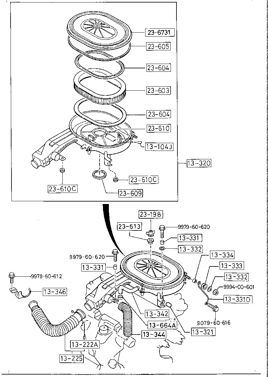 AIR  CLEANER ( GASOLINE)(1300CC>EGI NOT EQUIPPED> TURBO NOT EQUIPPED)