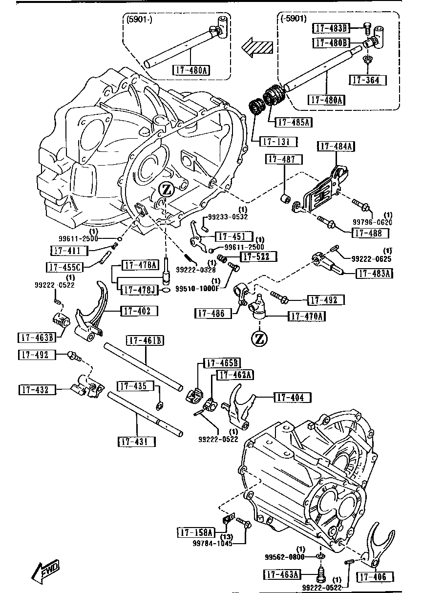 CHANGE  CONTROL  SYSTEM ( MANUAL  TRANSMISSION 5- SPEED)