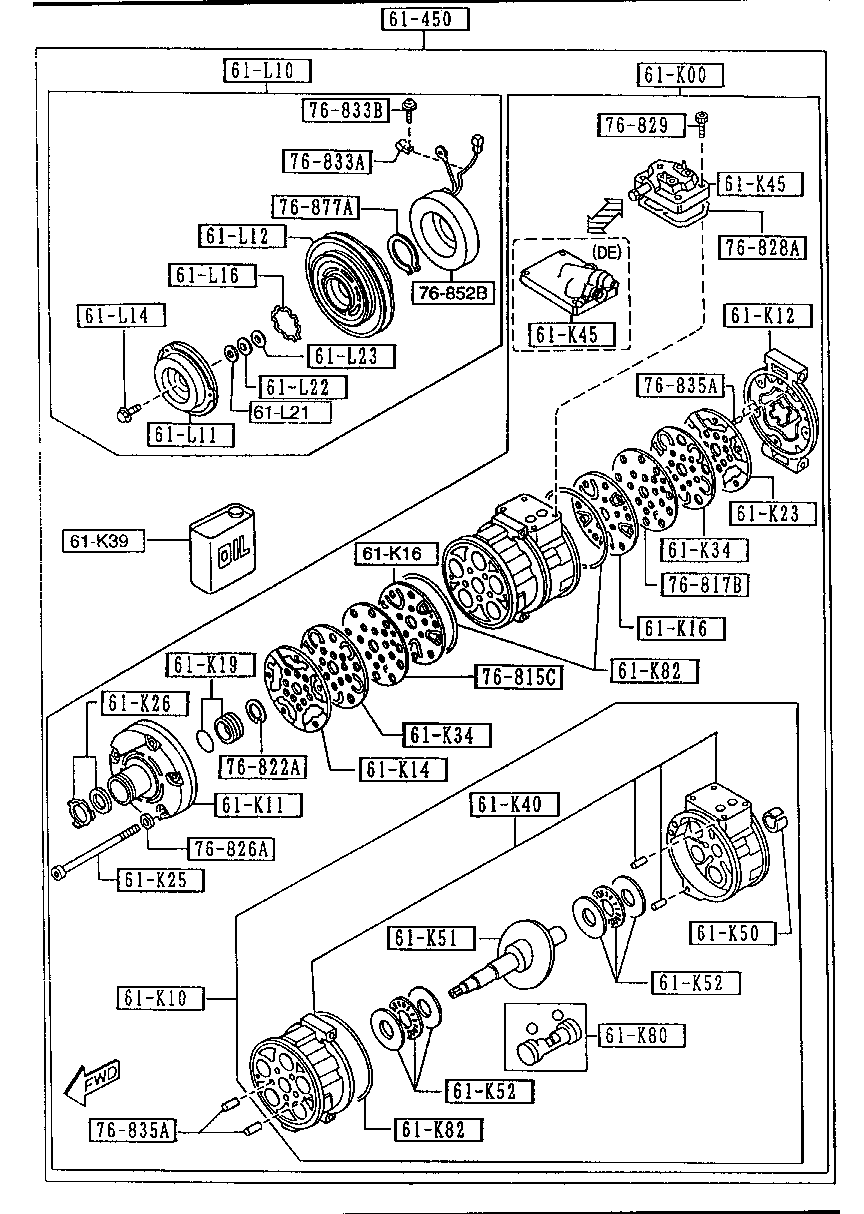 AIR  NAVY BLUETISHONA-  COMPRESSOR  INNER  PARTS ( WAGON)