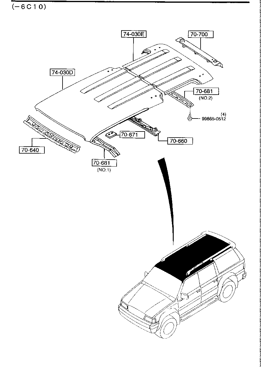 ROOF  PANEL ( WAGON)( SUNROOF  NOT EQUIPPED) (-6C10)