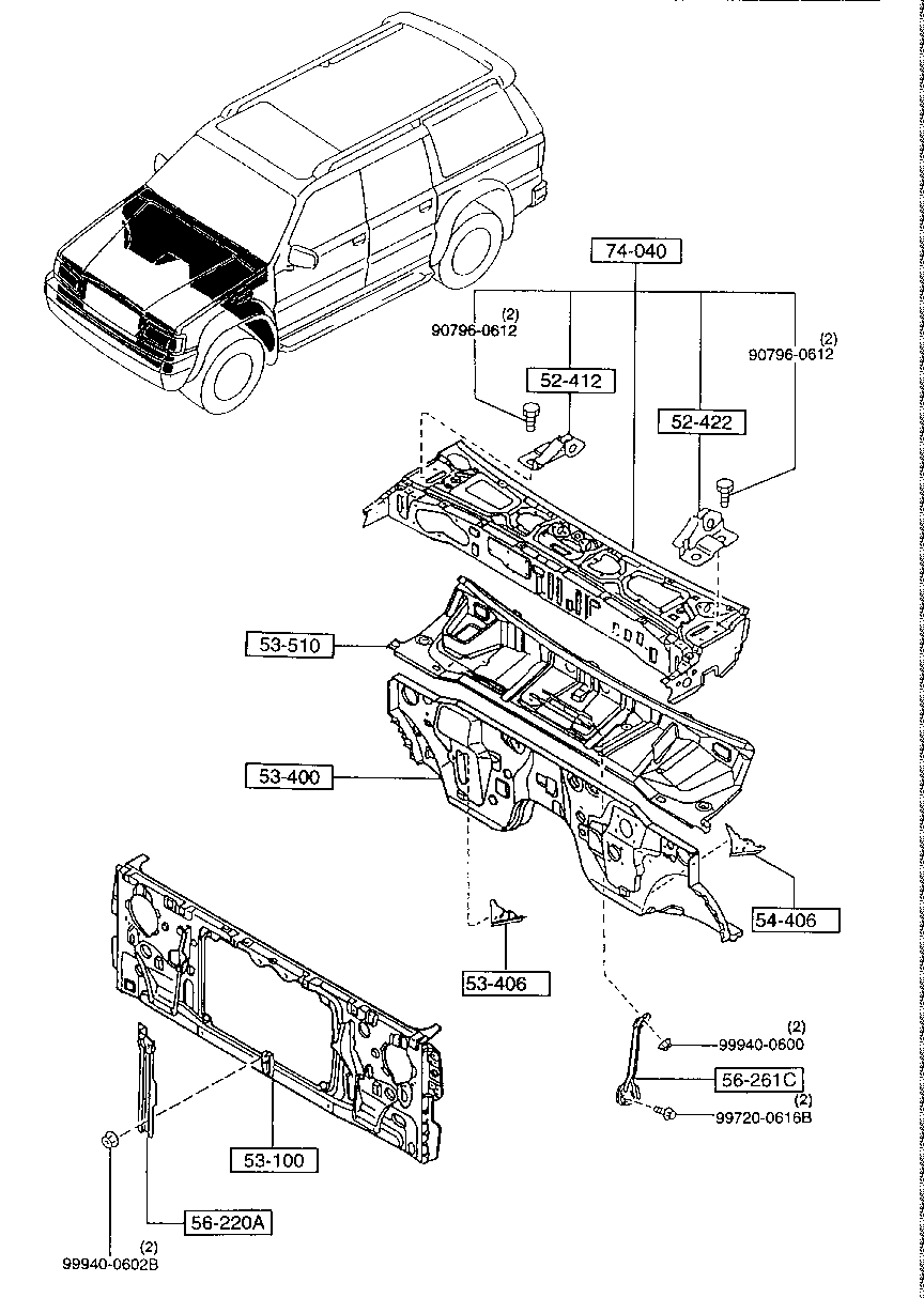 RADIATOR  SHROUD,  DASH &  COWL  PANEL