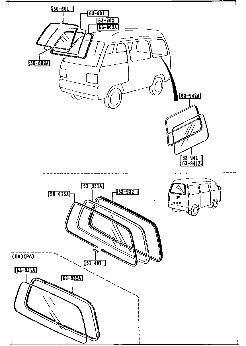 WINDOW  THE GLASS ( FRONT,  SIDE &  REAR) ( VAN)