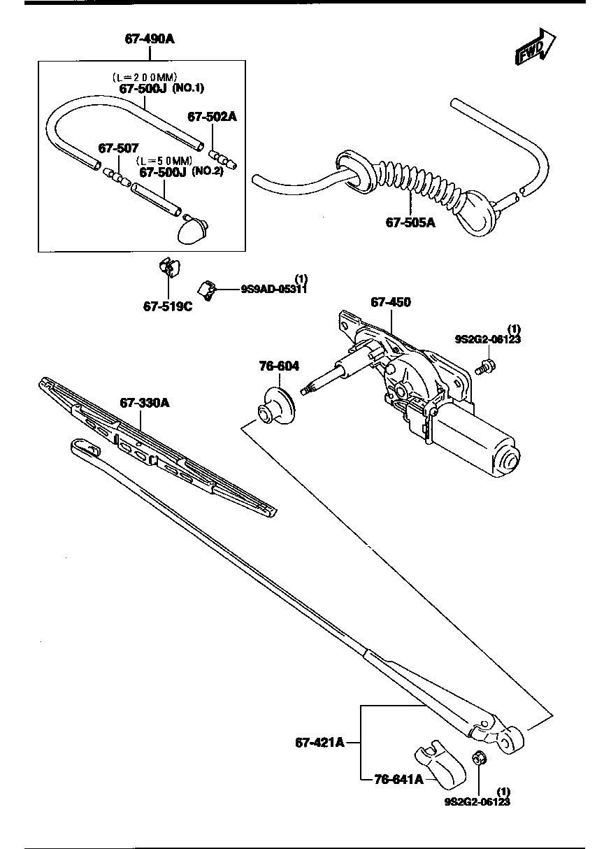 REAR  WINDOW  WIPER &  WASHER  NOZZLE ( WAGON &  VAN)