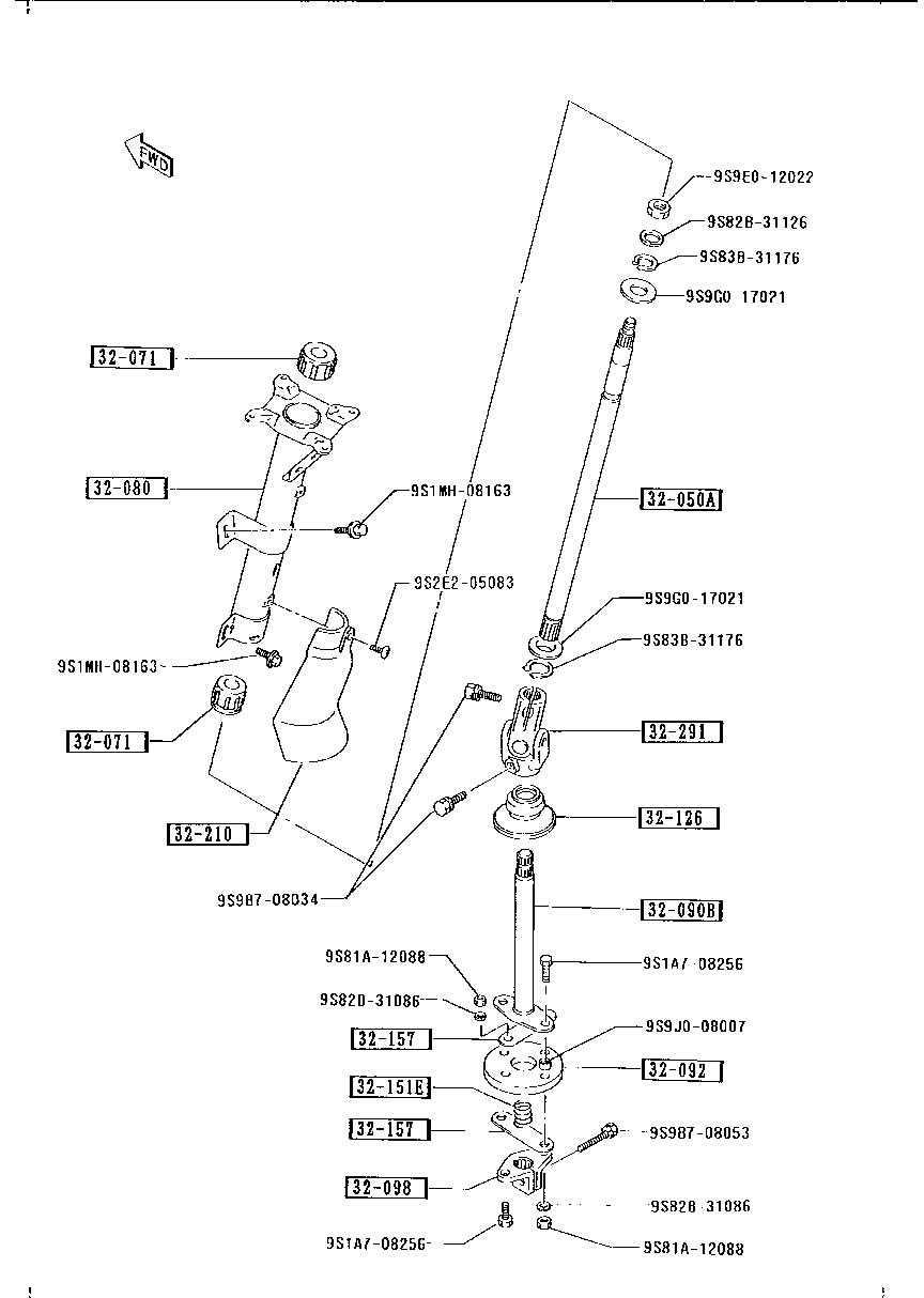 STEERING GEAR  COLUMN &  SHAFT ( POWER STEERING  NOT EQUIPPED)