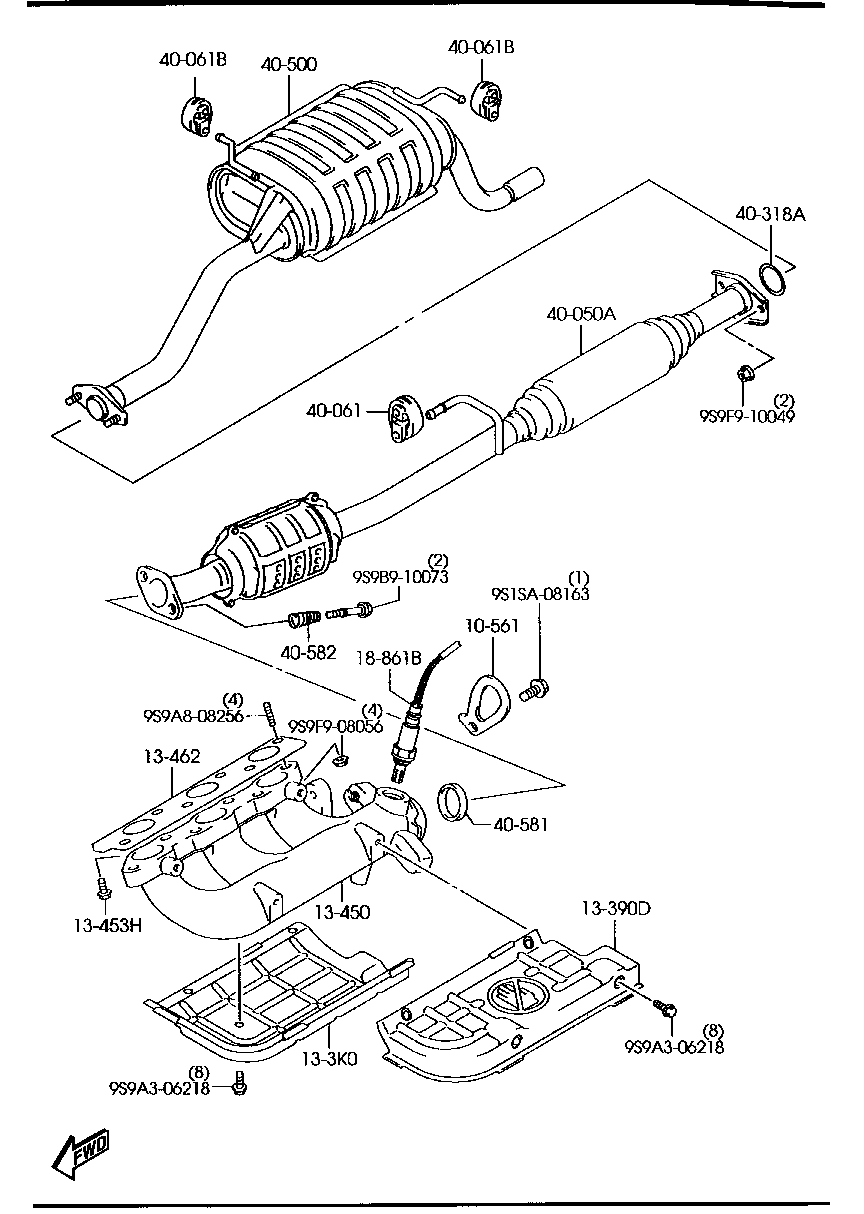 EXHAUST  SYSTEM ( TURBO  NOT EQUIPPED)