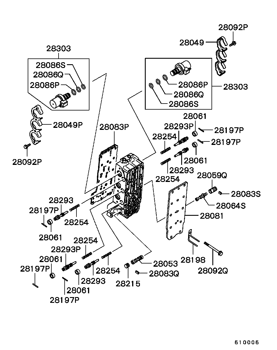 A/T VALVE BODY / 5-SPEED (OUTSIDE VALVE BODY)