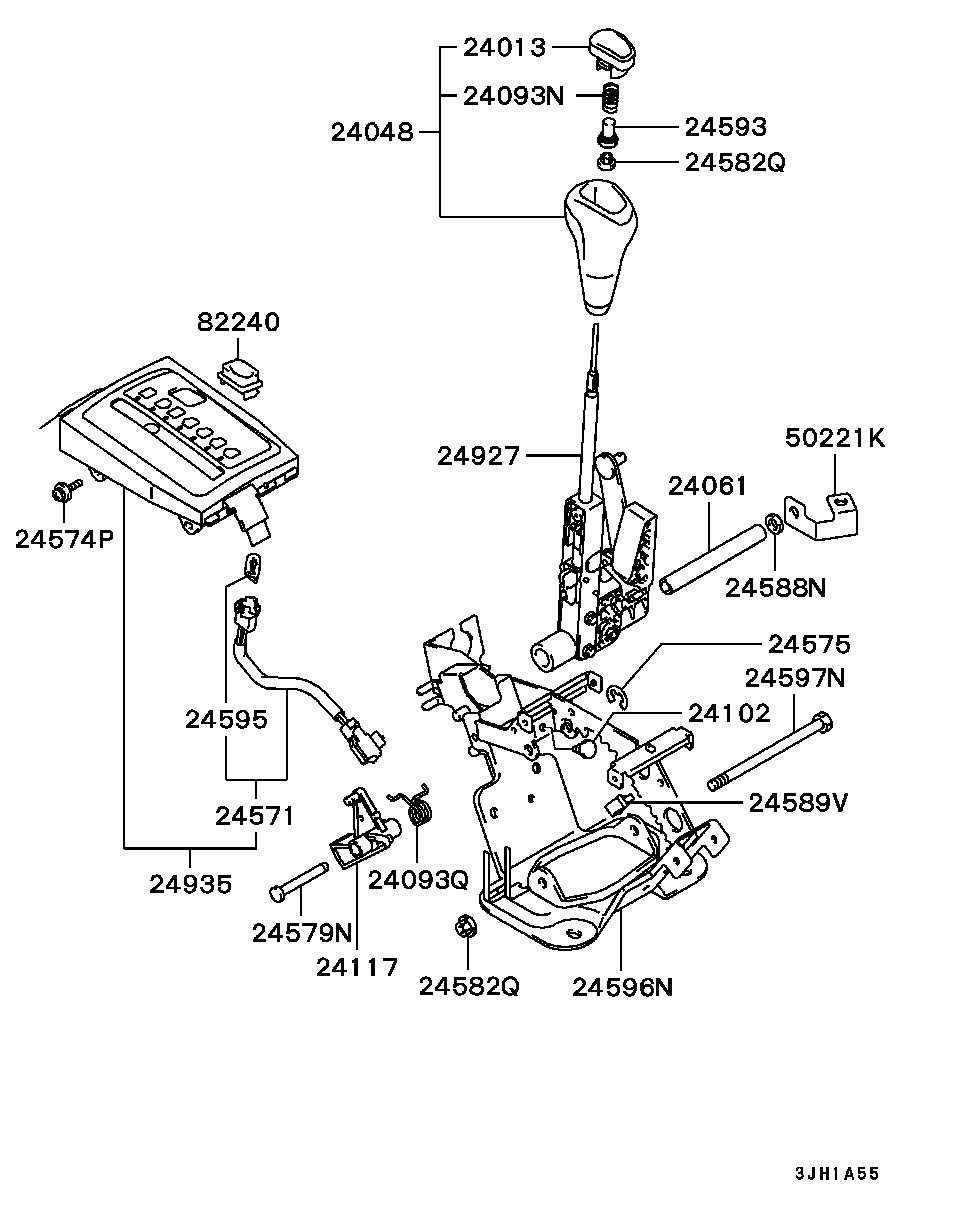 A/T FLOOR SHIFT LINKAGE / LEVER,ETC..W/O SPORT MODE -9706.3