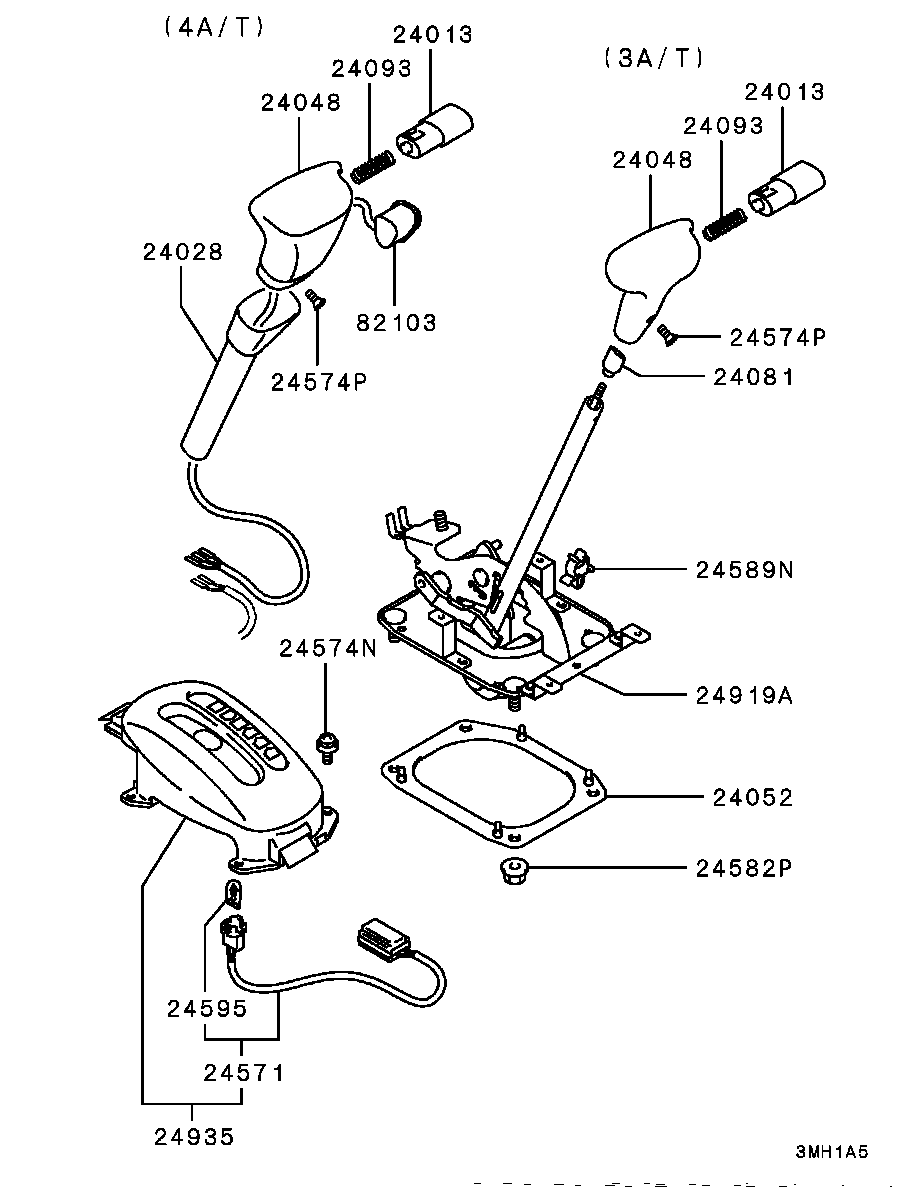 A/T FLOOR SHIFT LINKAGE / LEVER DISASSEMBLED PARTS